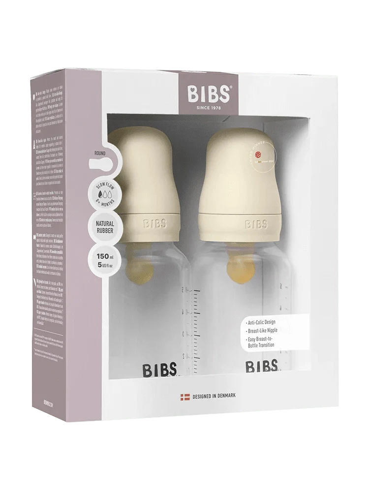 Babyflaske Round Latex 2 pack 150 ml - Slow Flow Ivory - Image 2