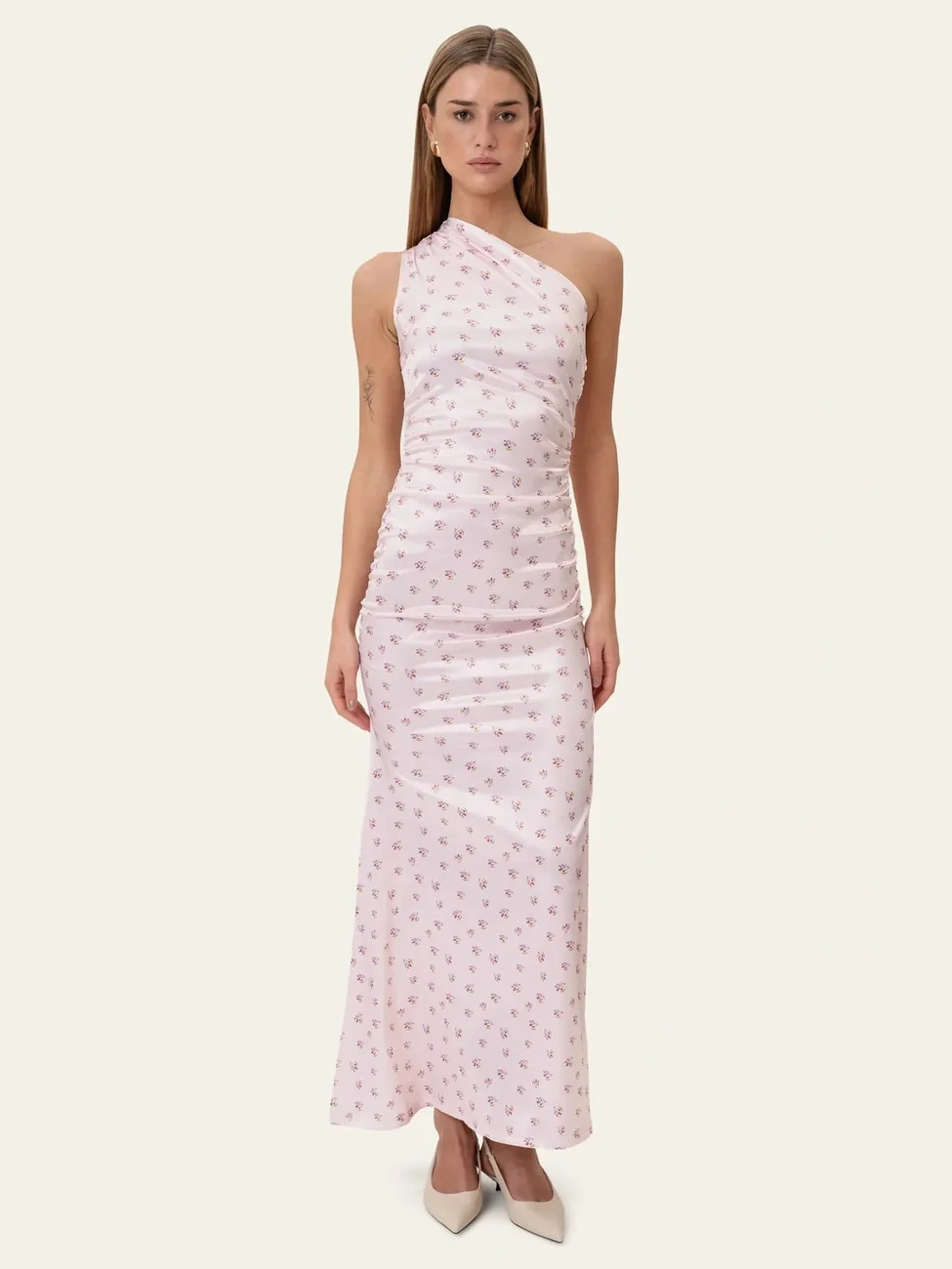 Andrea satin kjole - pink - Image 4