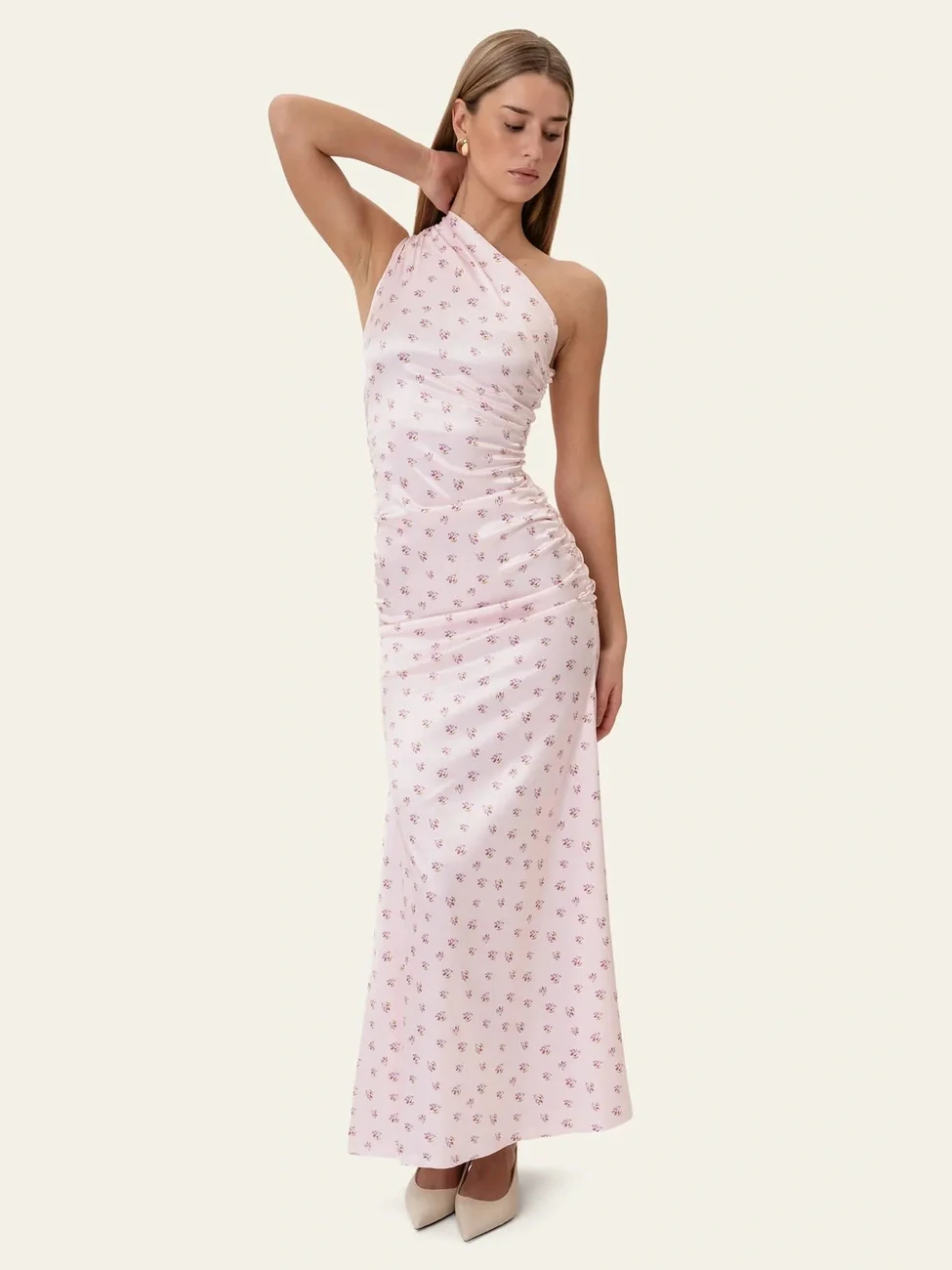 Andrea satin kjole - pink - Image 5