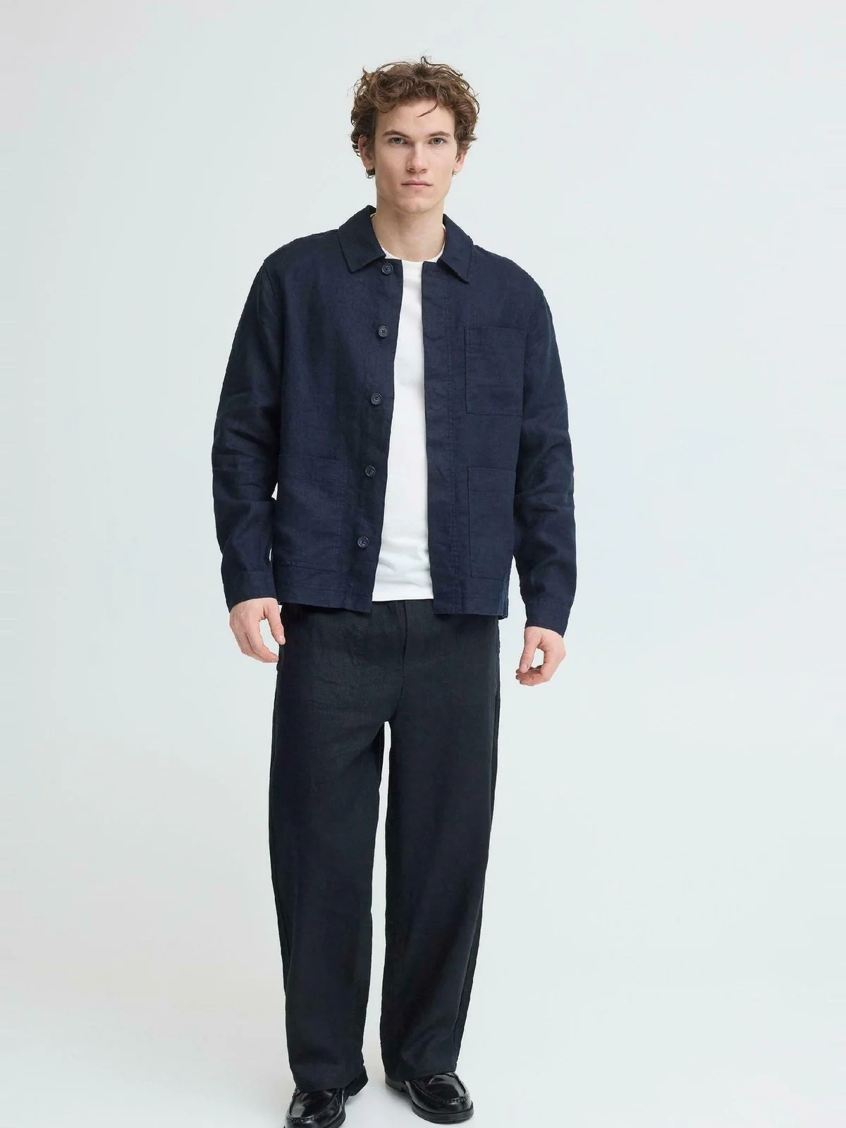 Evensen lin jakke  - dark navy - Image 3