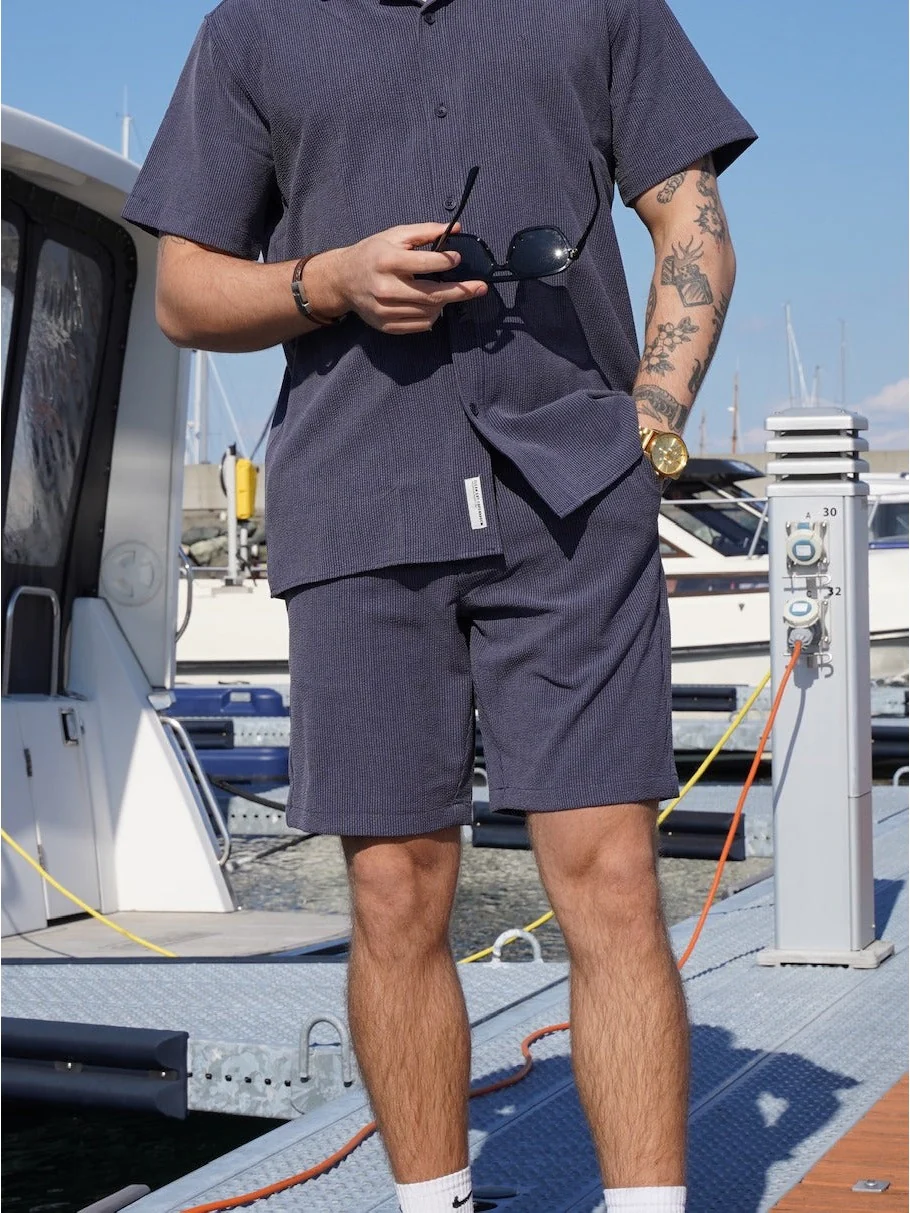 Barcelona erico striped shorts - navy