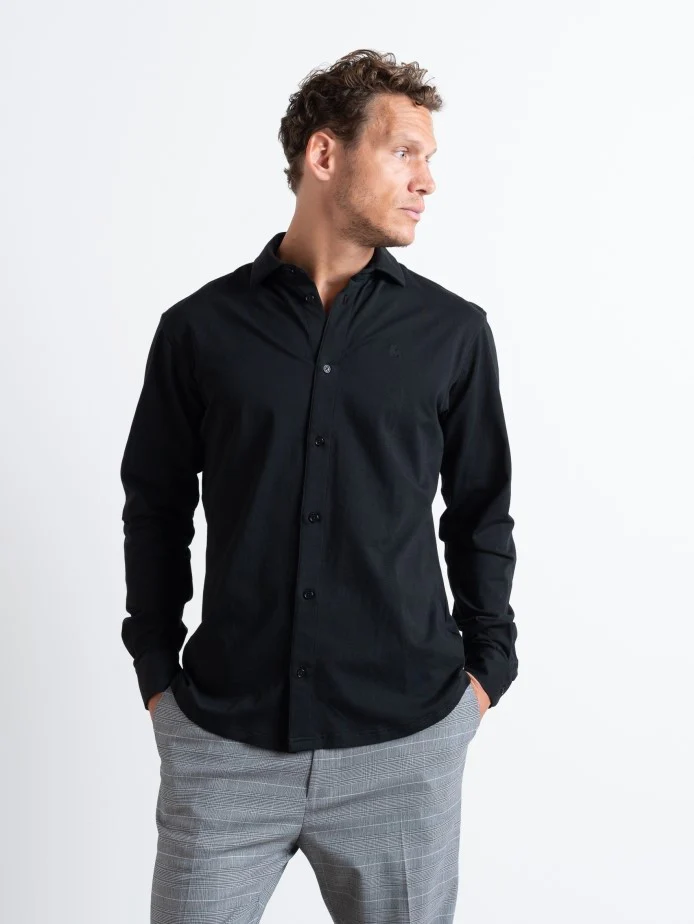 Clean formal stretch skjorte - black