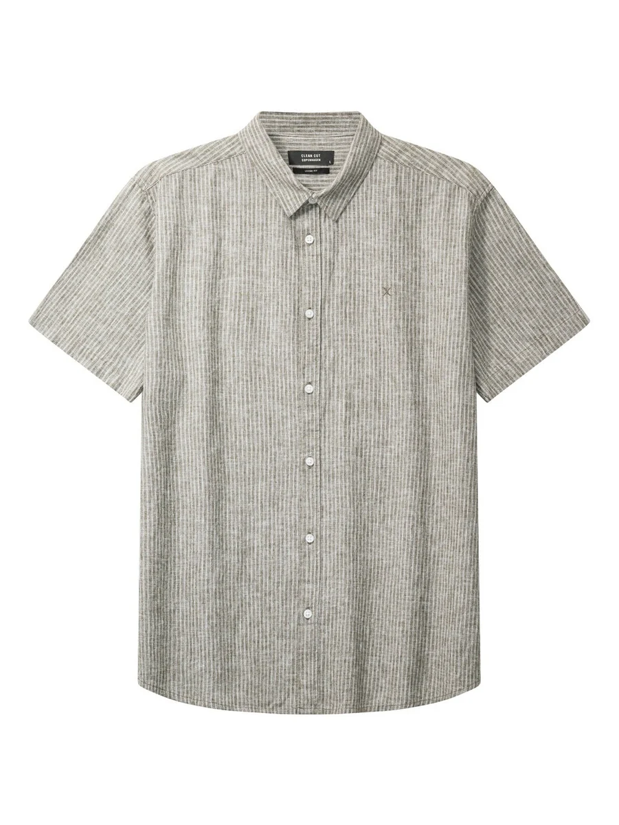 Luca striped skjorte kortermet - army/white - Image 3