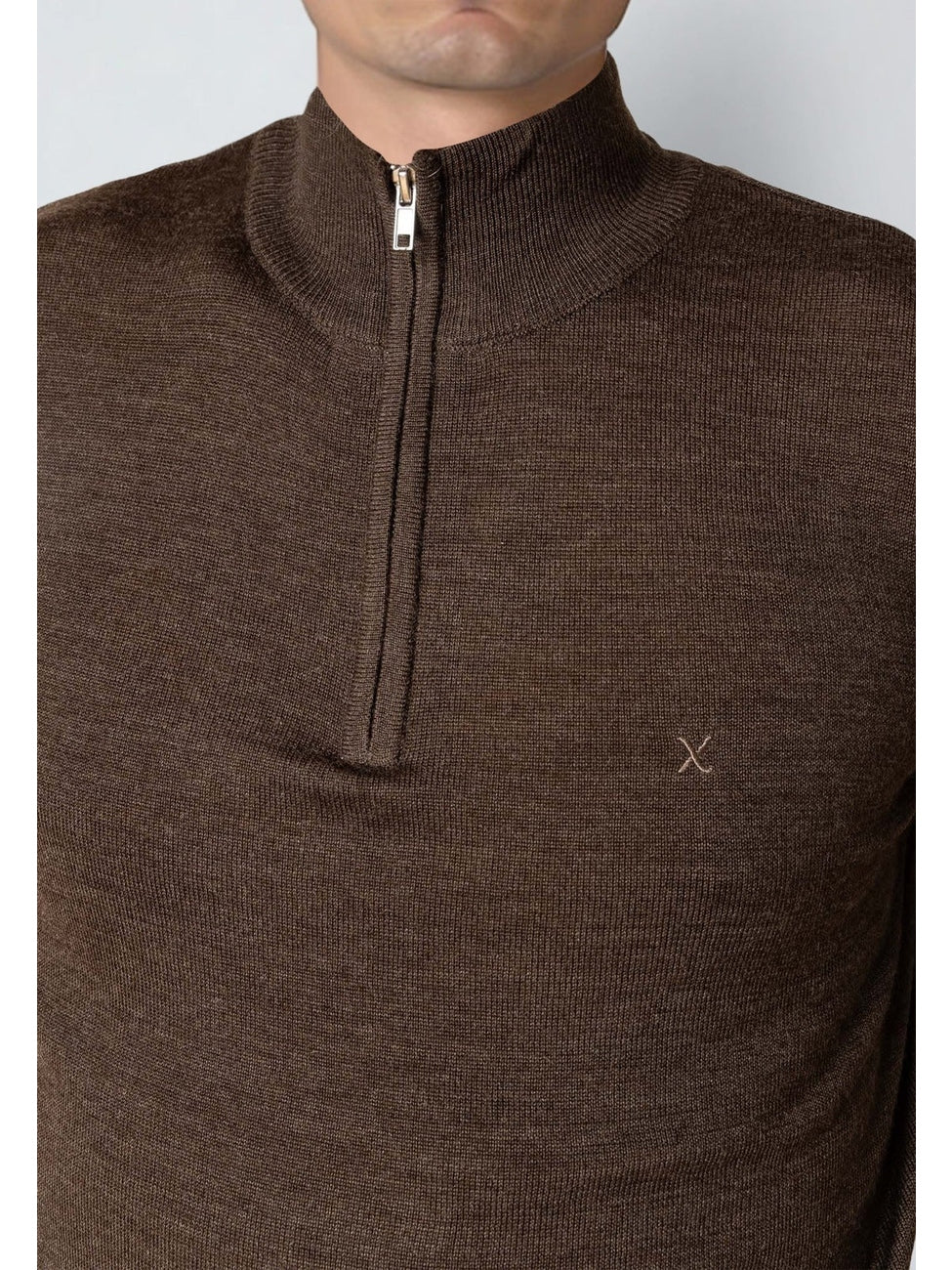 Merino half zip - brown melangè - Image 3