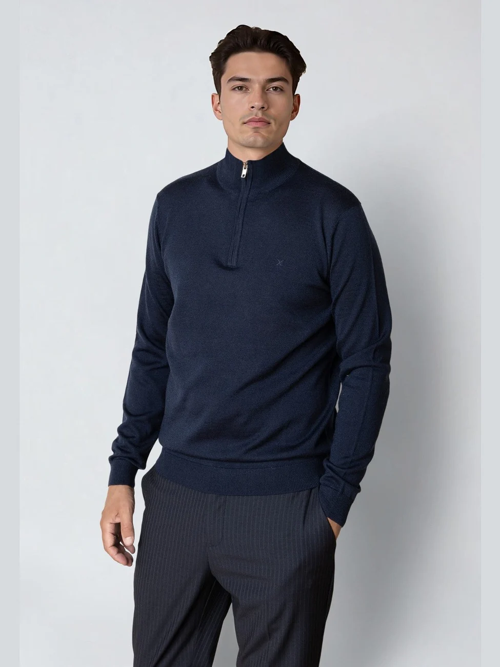 Merino half zip - navy