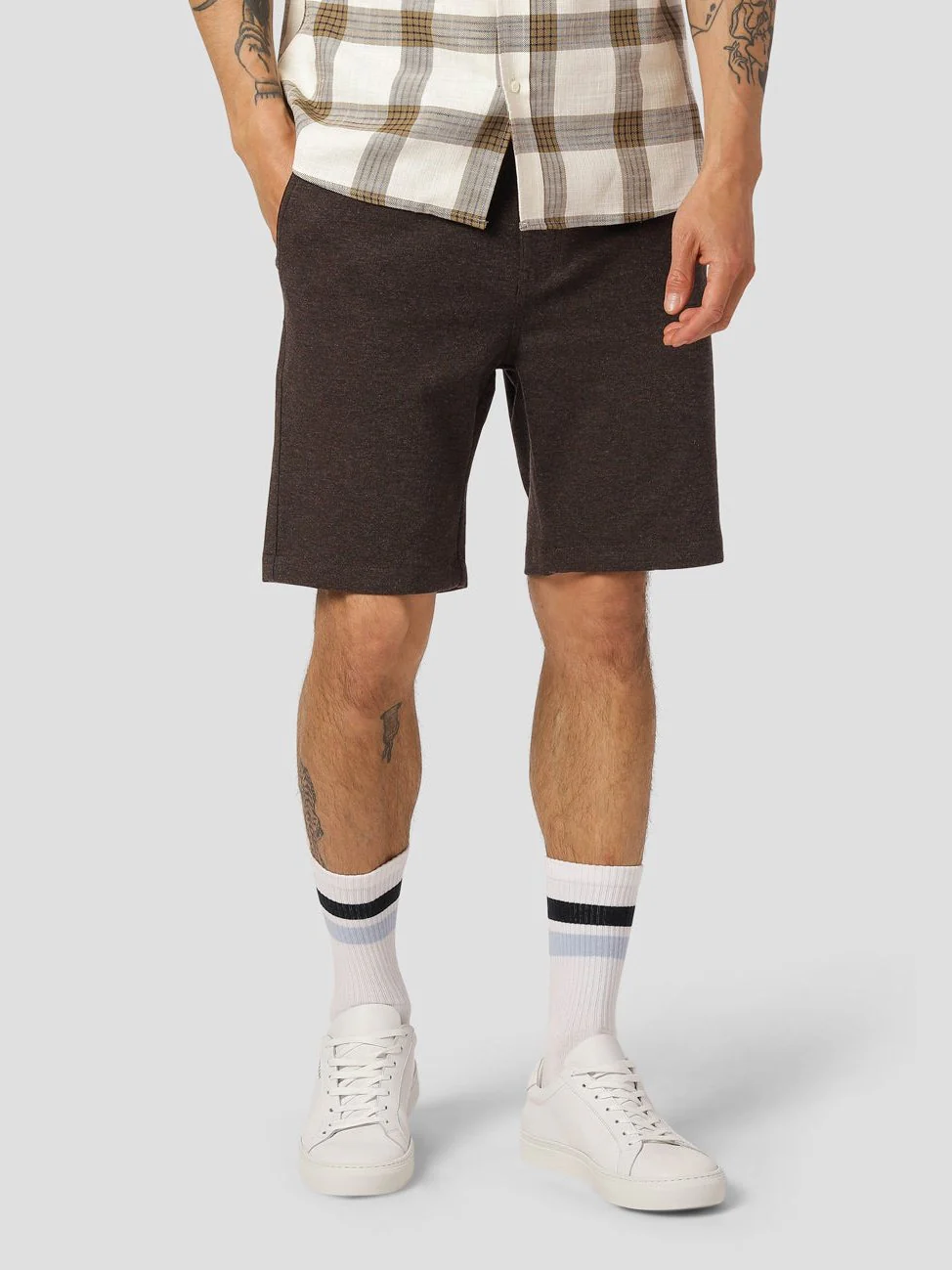 Milano jersey shorts - brown melangè