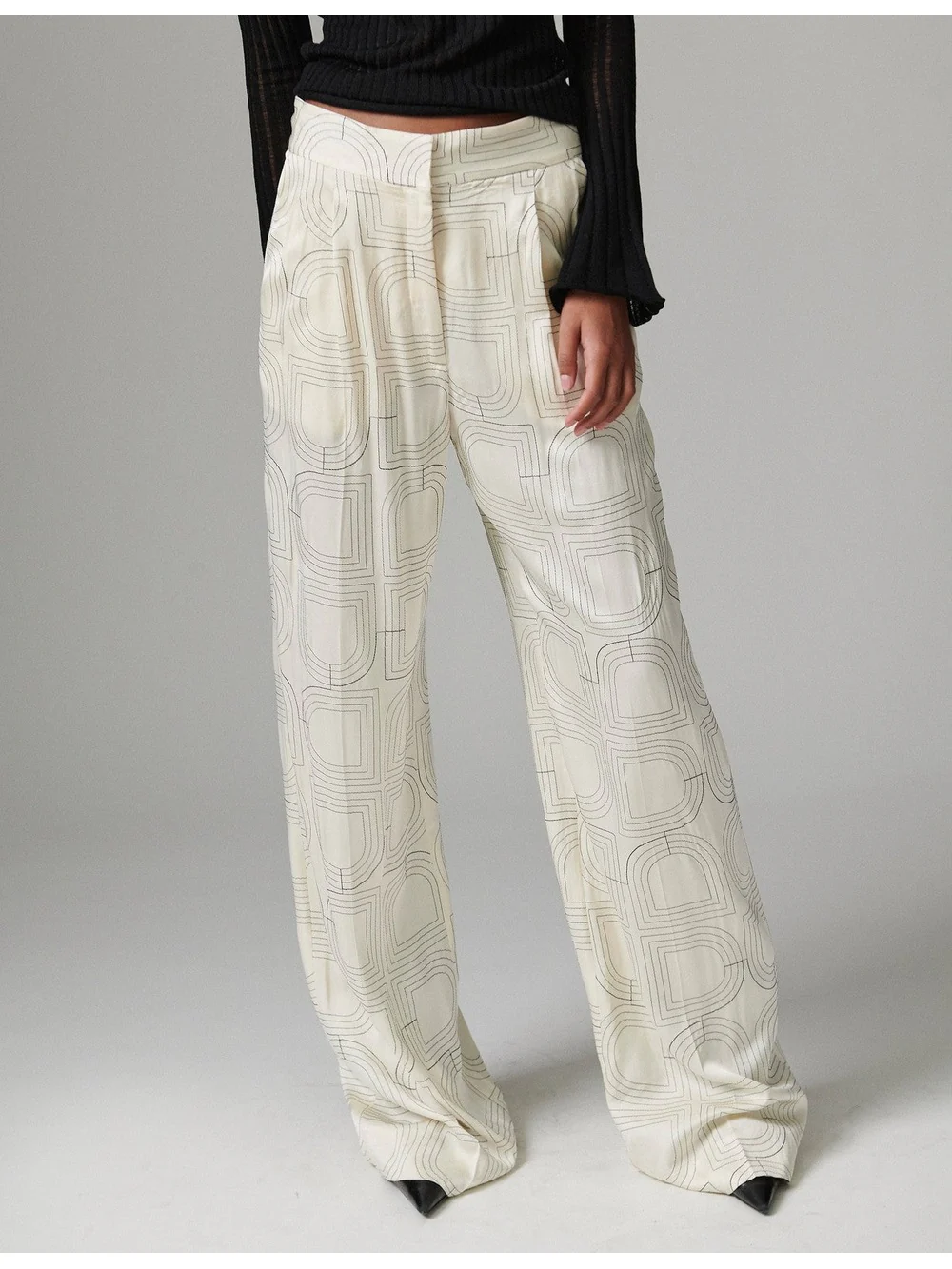 Phoebe fluid viskose stitch bukse - jet stream