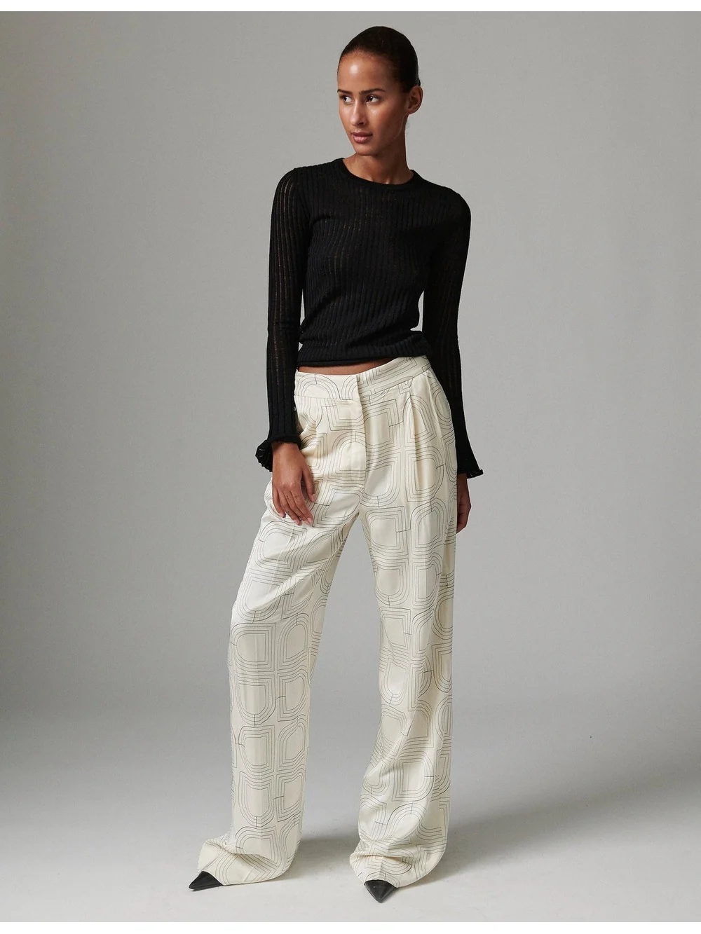 Phoebe fluid viskose stitch bukse - jet stream - Image 3