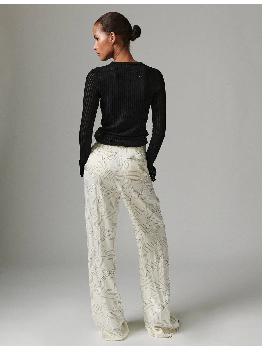 Phoebe fluid viskose stitch bukse - jet stream - Image 5