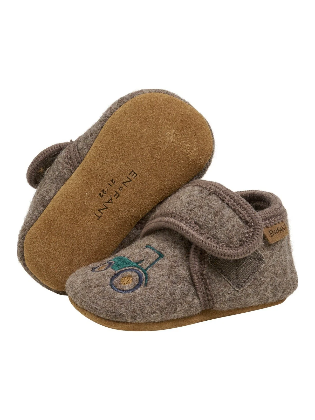 Ull Slippers med brodering - Walnut - Image 3