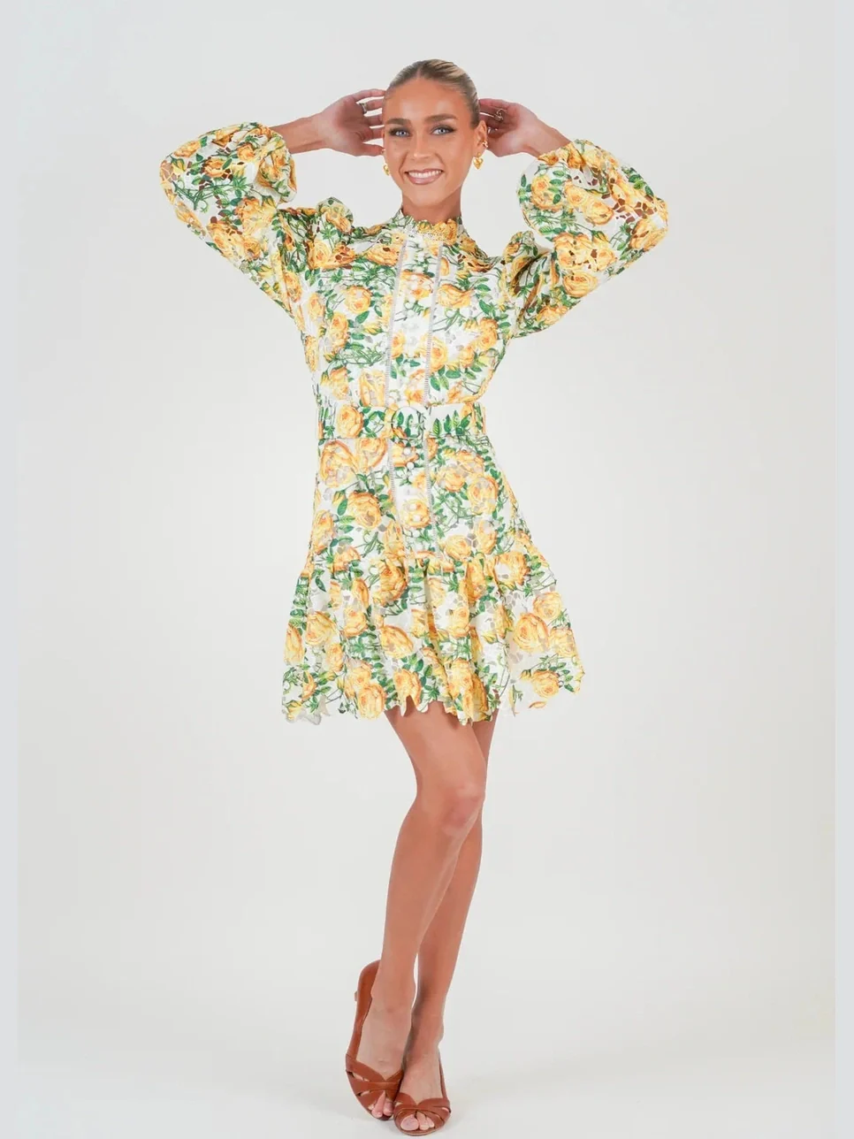 New lovely print kjole - yellow roses - Image 4