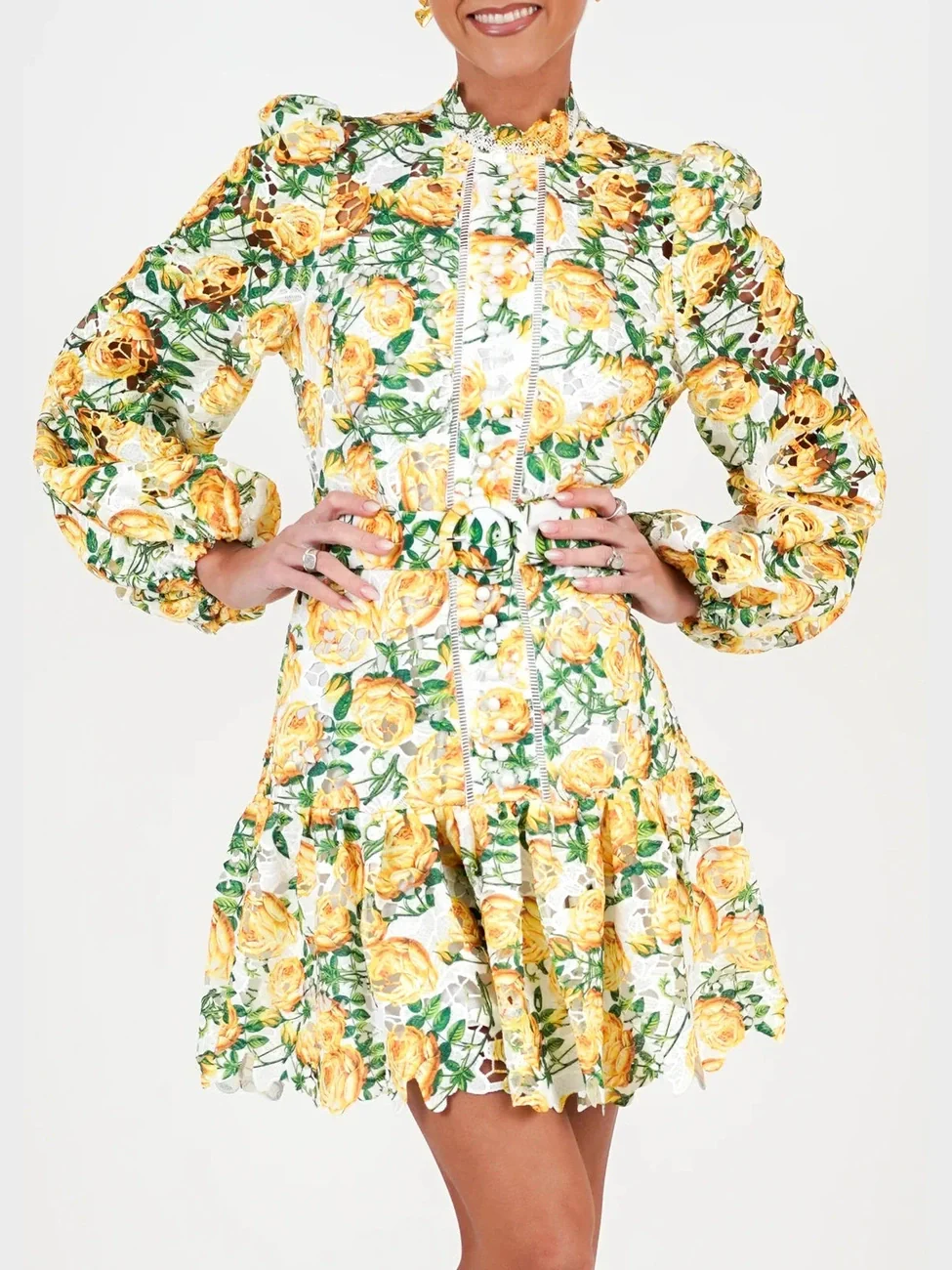 New lovely print kjole - yellow roses - Image 5