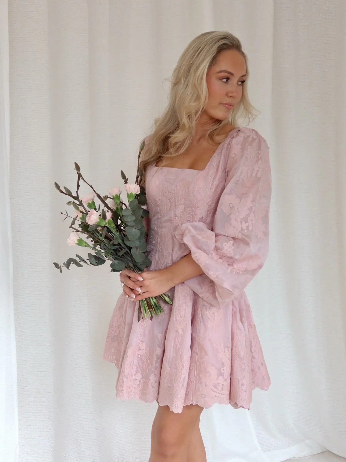 Sophie lace kjole - baby pink - Image 5