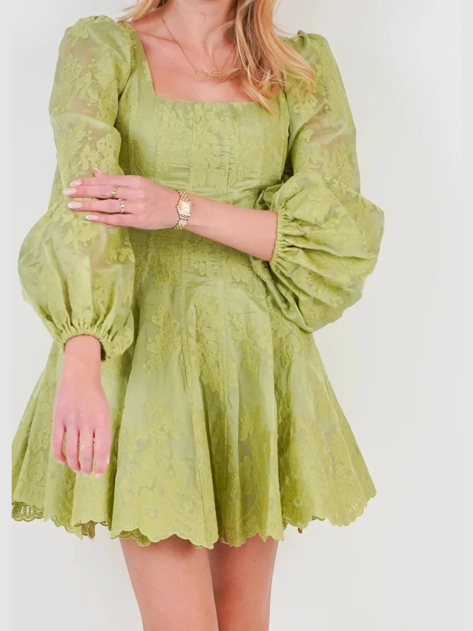 Sophie lace kjole - kelly green - Image 4