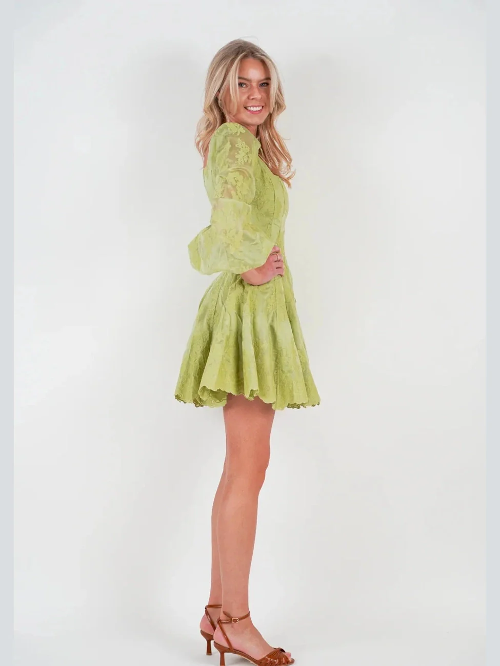 Sophie lace kjole - kelly green - Image 5