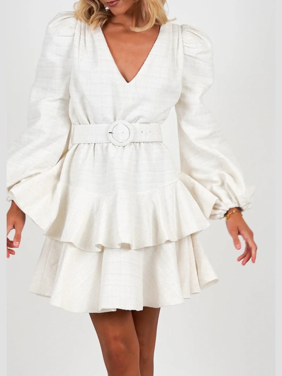 Wavy tweed kjole - off white - Image 5