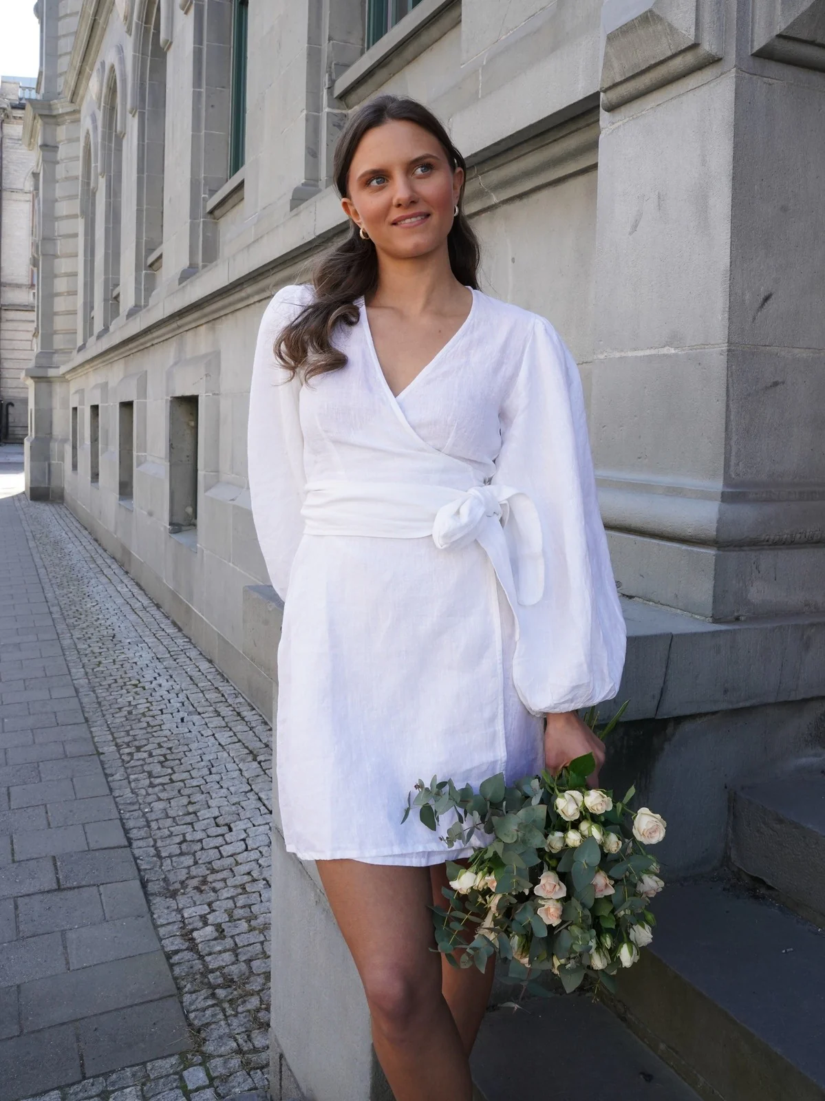 Locki linen wrap kjole - white - Image 4