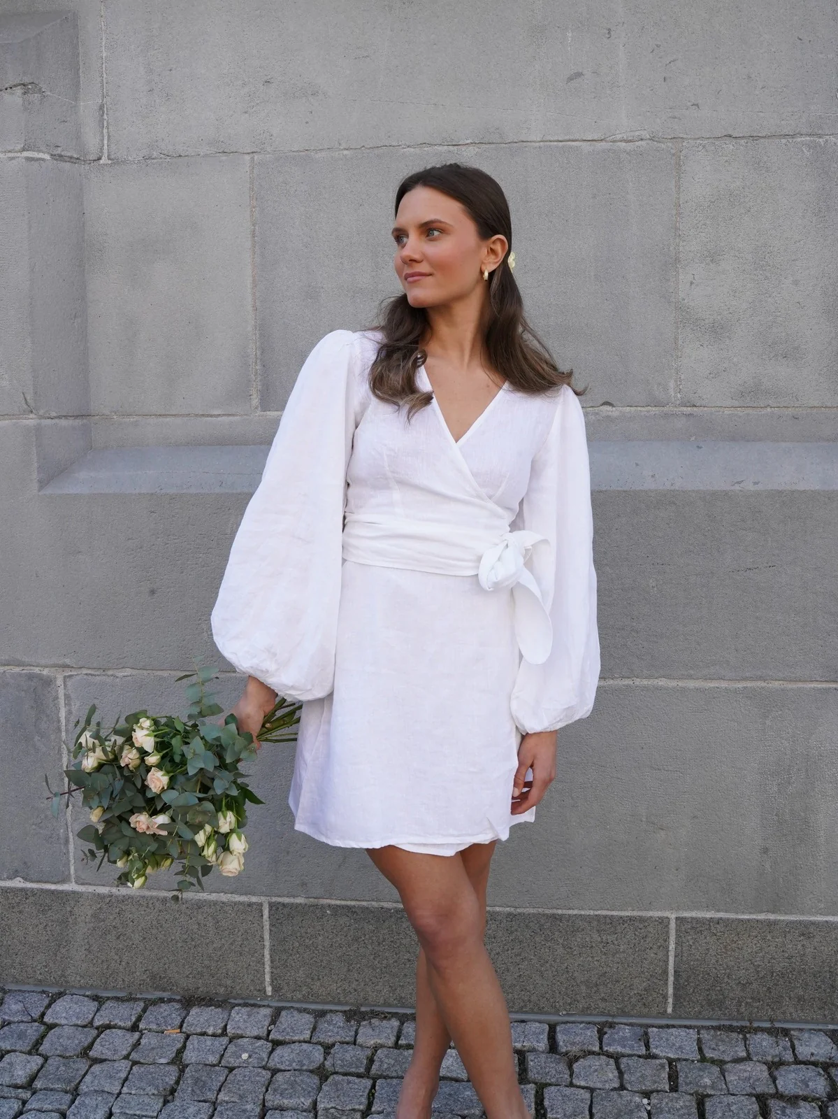 Locki linen wrap kjole - white - Image 9