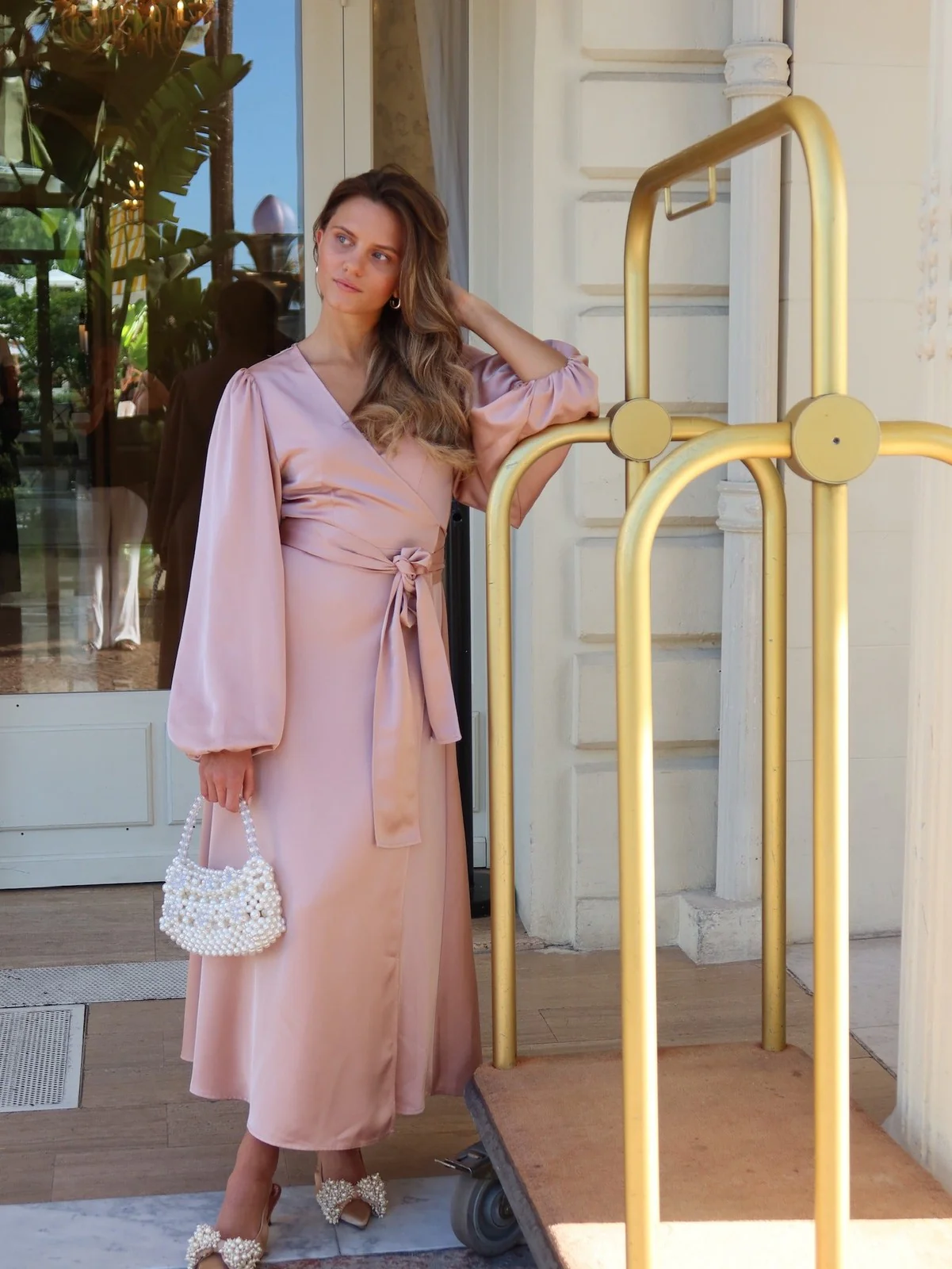 Locki satin maxi kjole - old rose