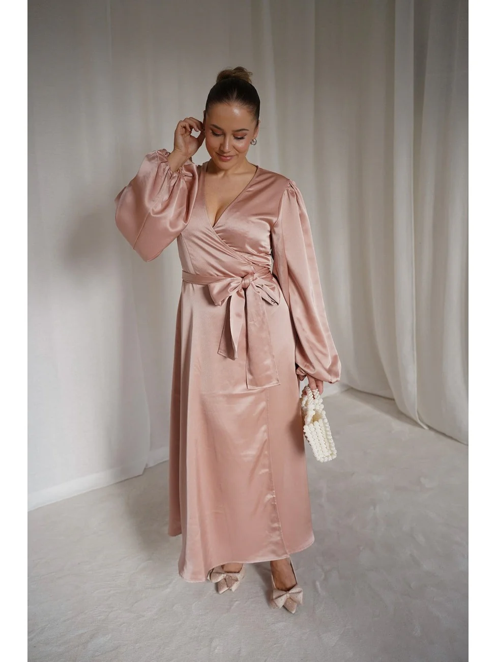 Locki satin maxi kjole - old rose - Image 11