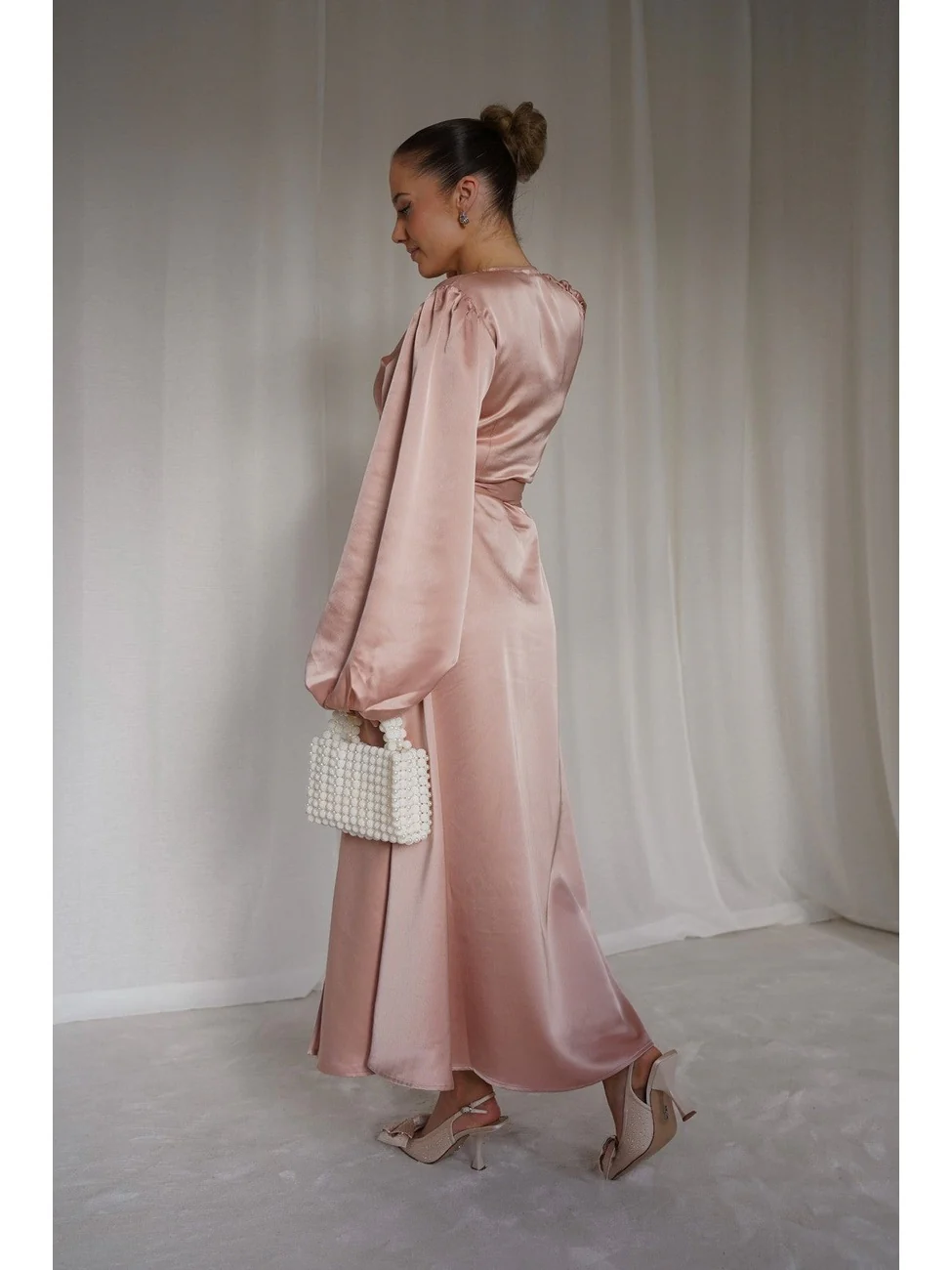 Locki satin maxi kjole - old rose - Image 12