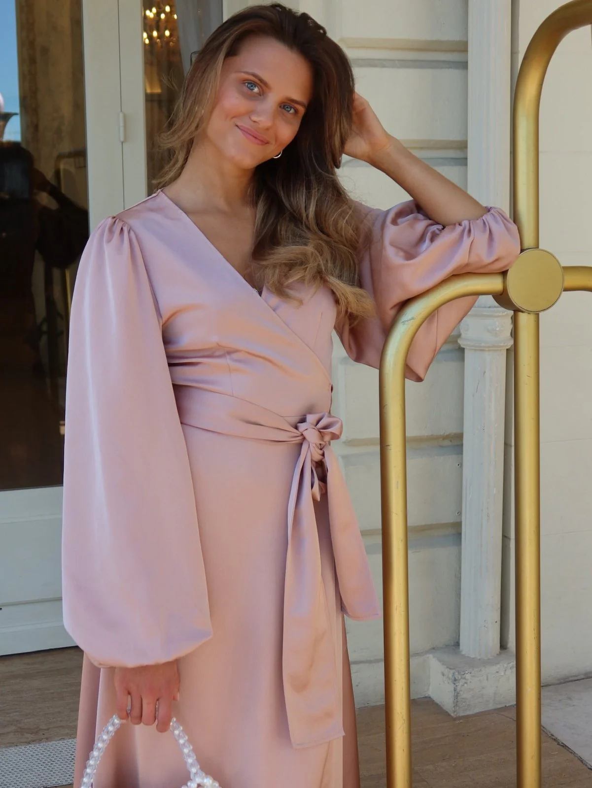 Locki satin maxi kjole - old rose - Image 3