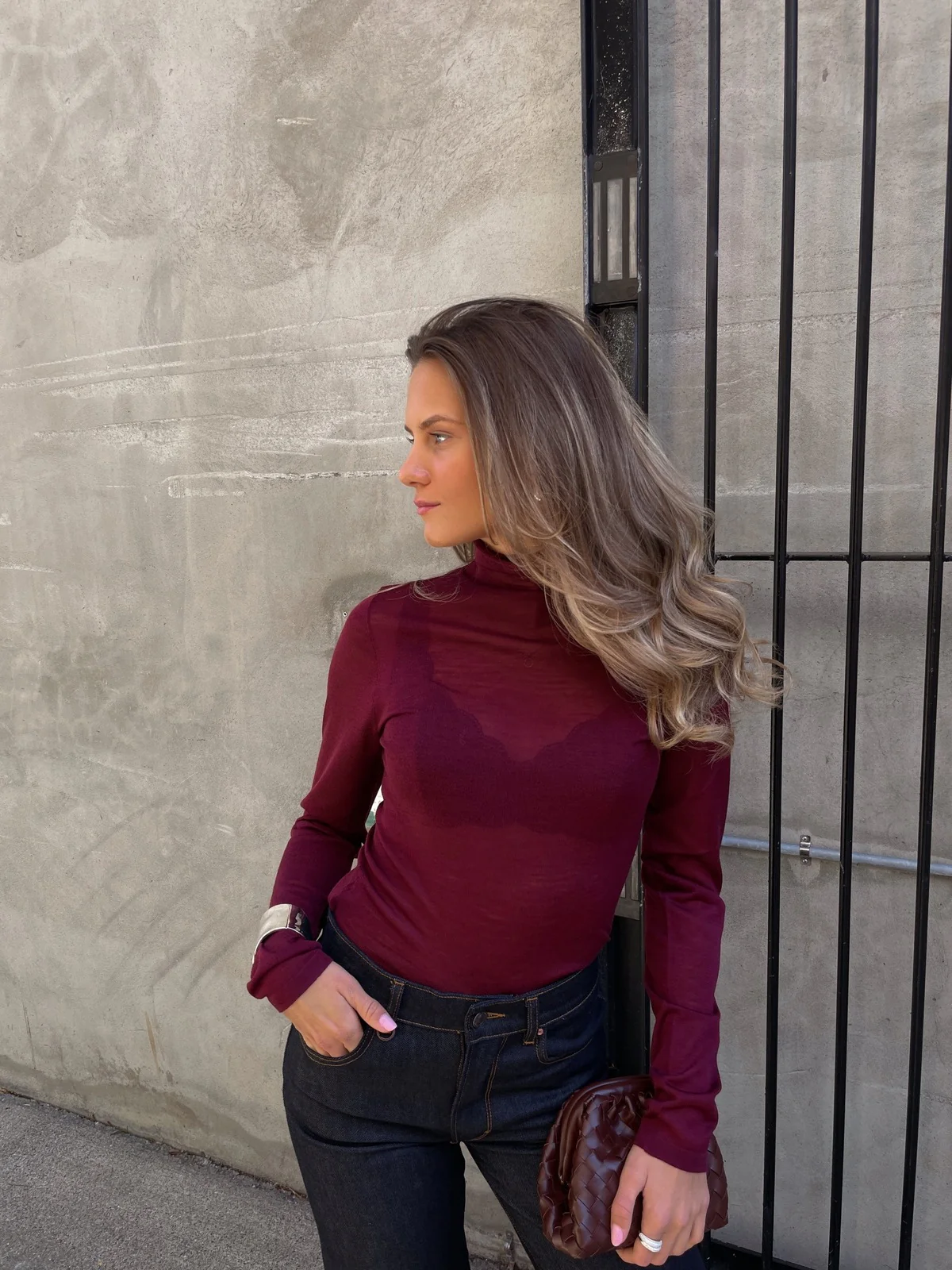 Maggie turtleneck merino genser - bordeaux - Image 2