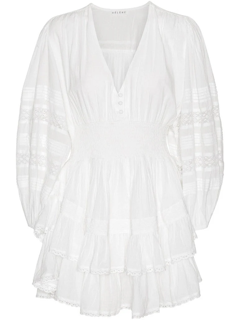Miri long sleeve kjole - white - Image 5