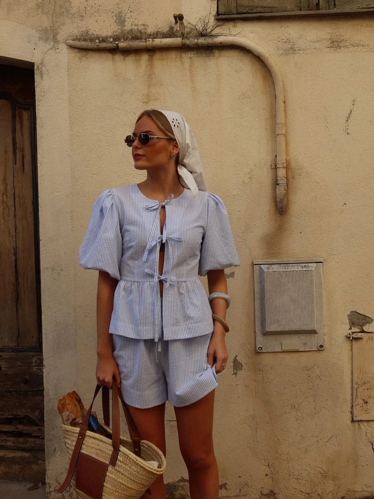 Mya shorts - white with blue stripes - Image 6