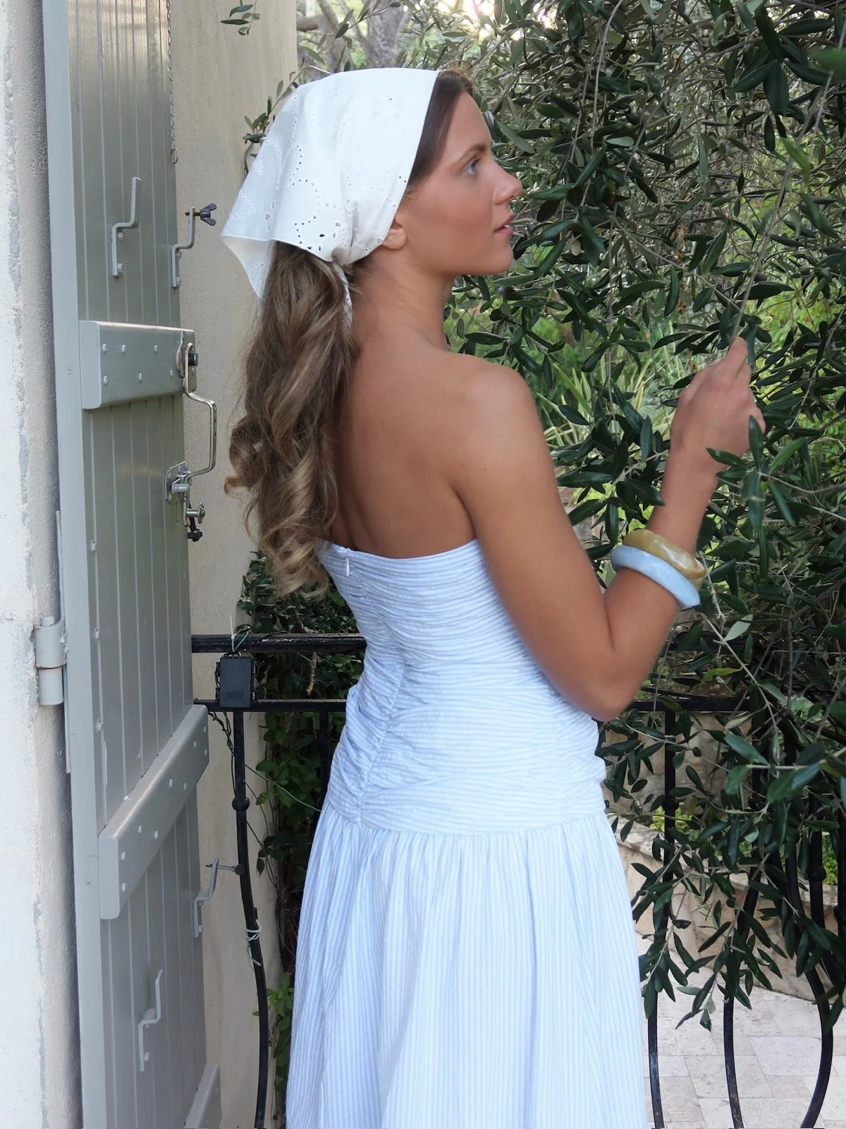 Mya tube dress - white with blue stripes - Image 10
