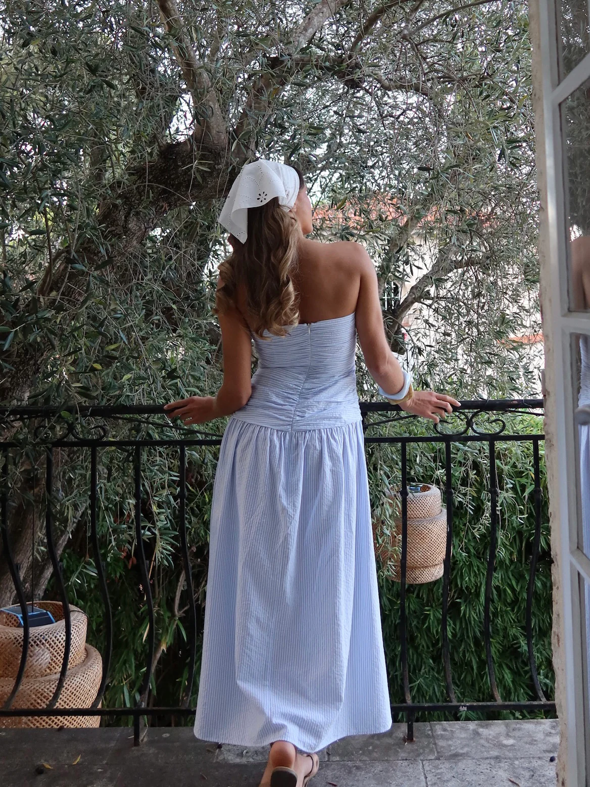 Mya tube dress - white with blue stripes - Image 11