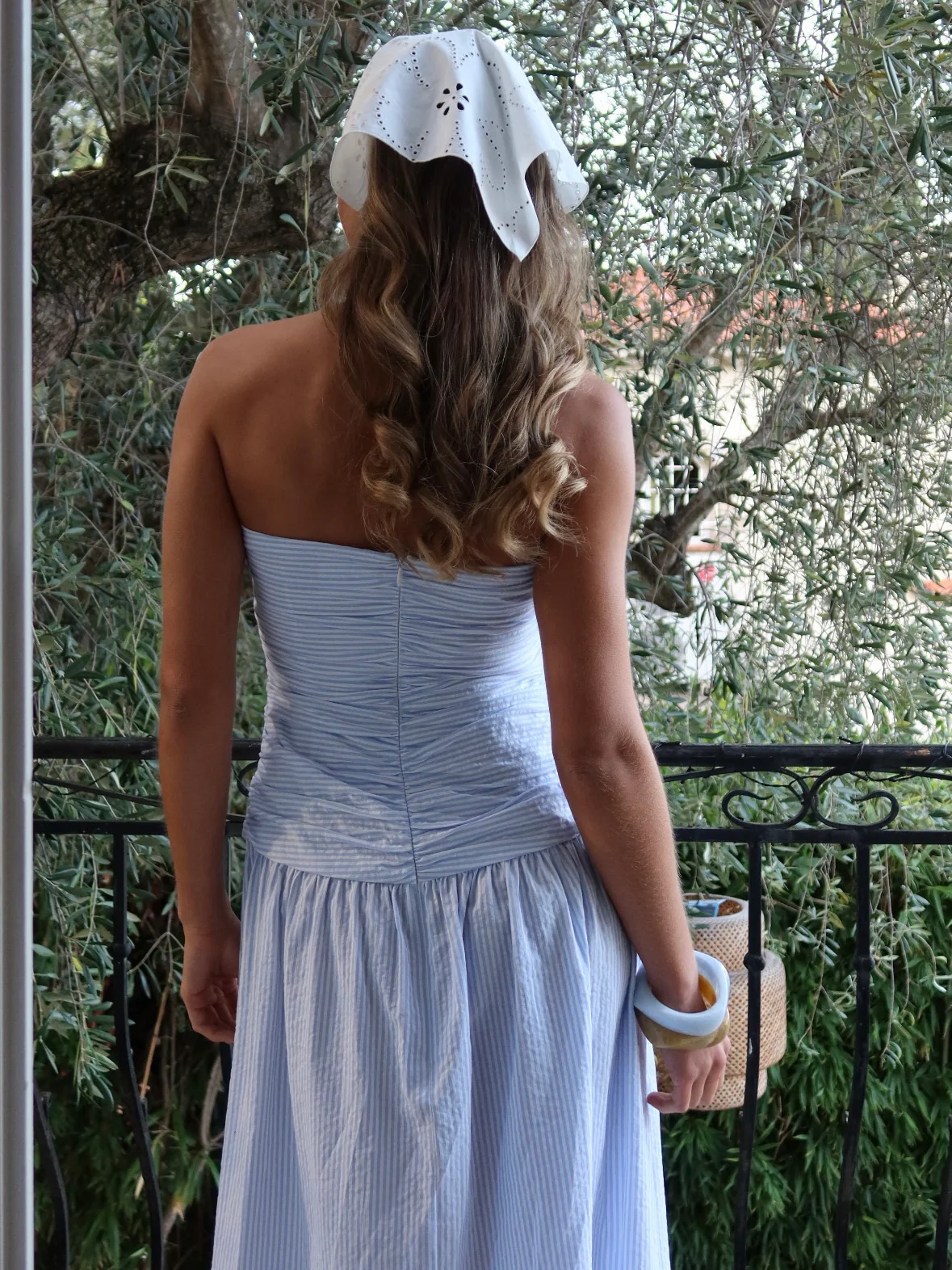 Mya tube dress - white with blue stripes - Image 12
