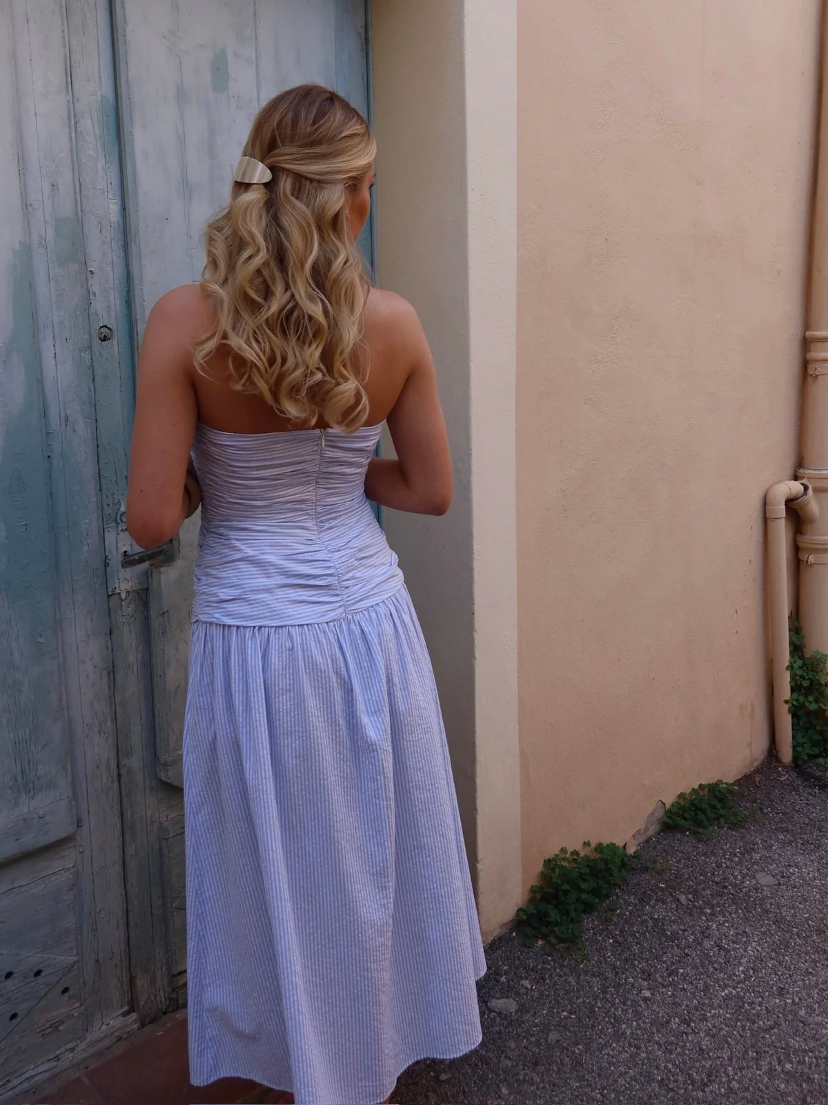 Mya tube dress - white with blue stripes - Image 19