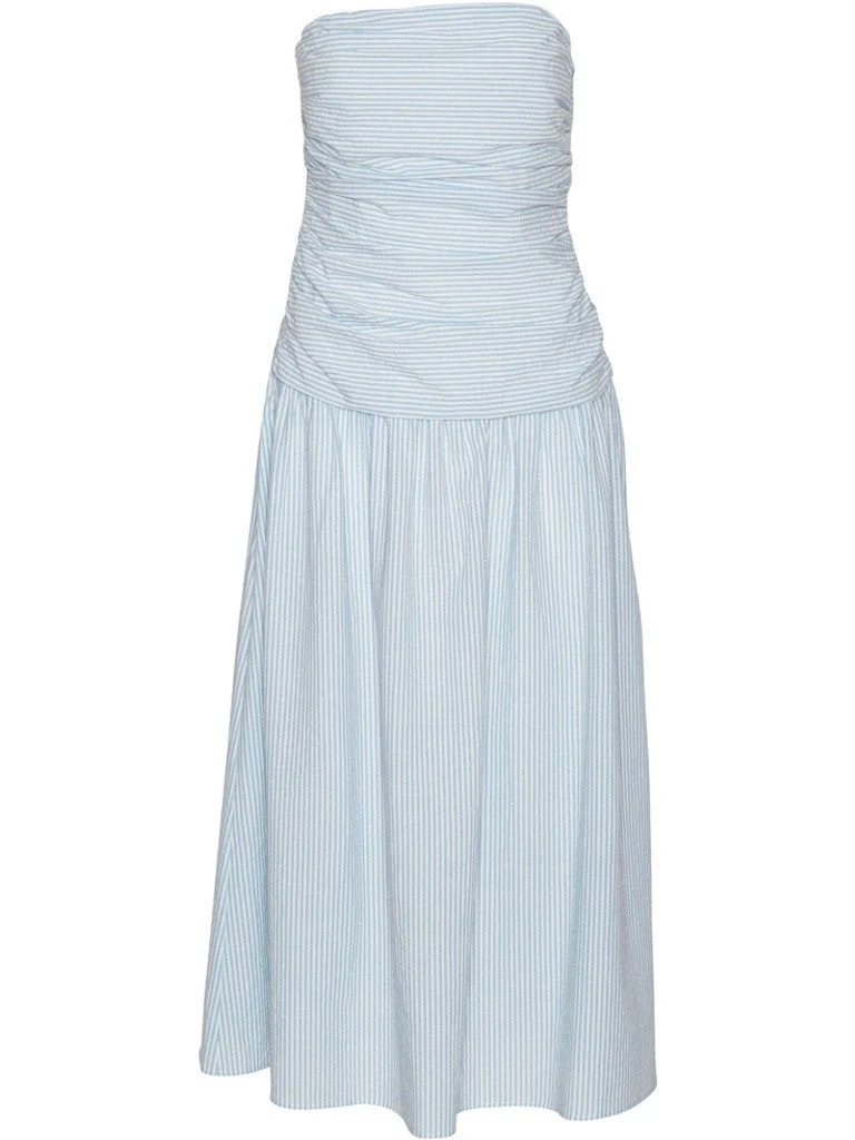 Mya tube dress - white with blue stripes - Image 20