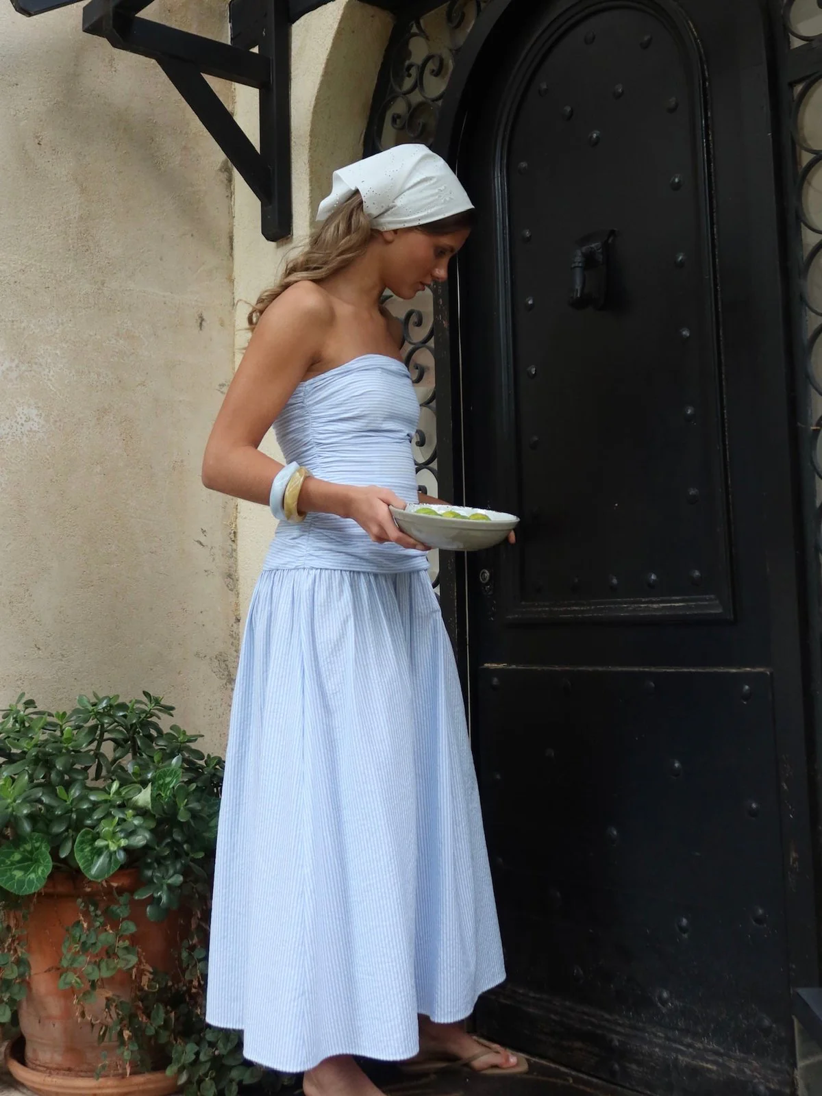Mya tube dress - white with blue stripes - Image 5