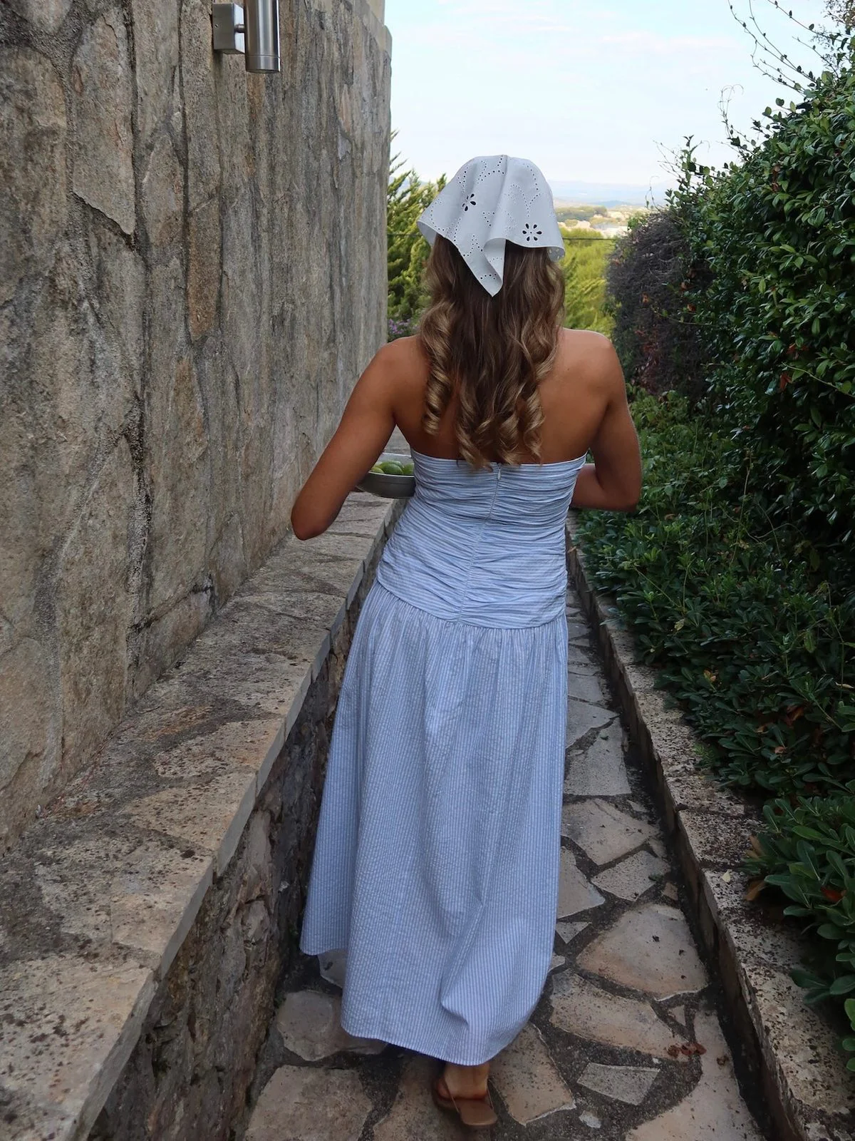 Mya tube dress - white with blue stripes - Image 6