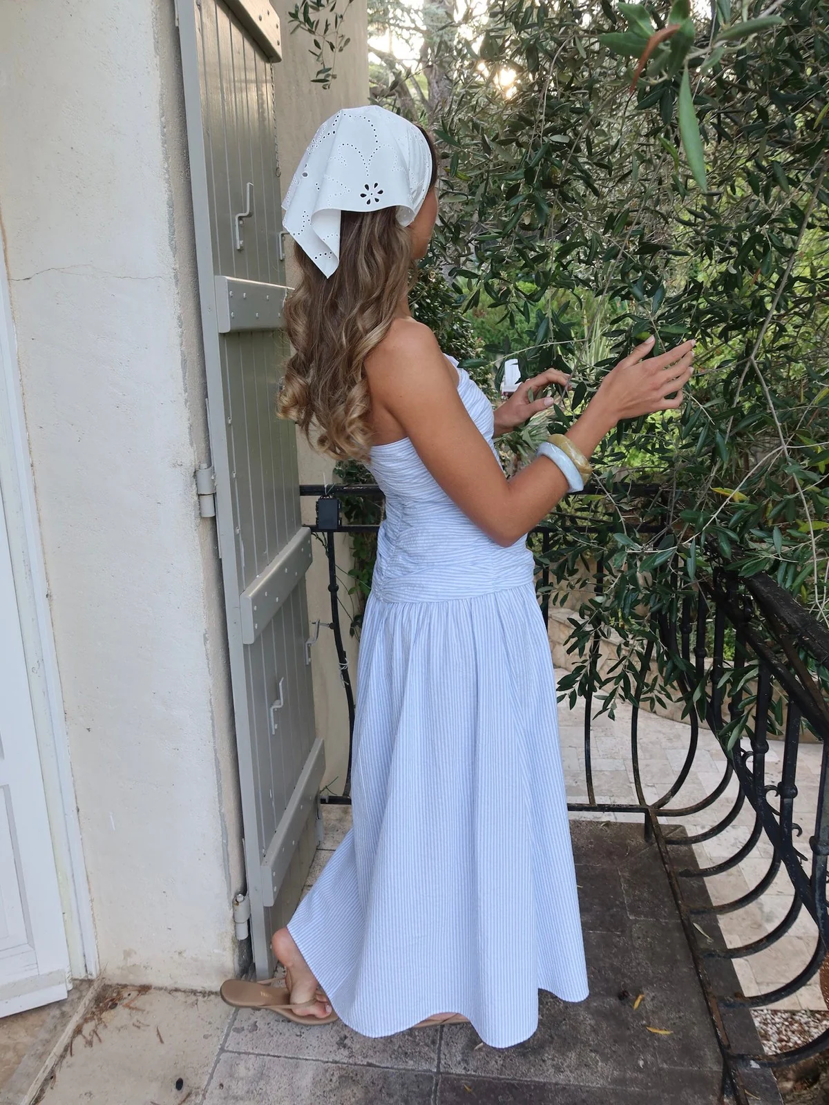 Mya tube dress - white with blue stripes - Image 8