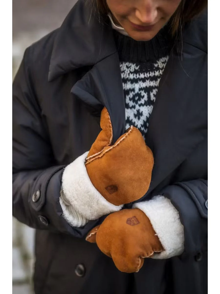 Sheepskin votter - cork - Image 3