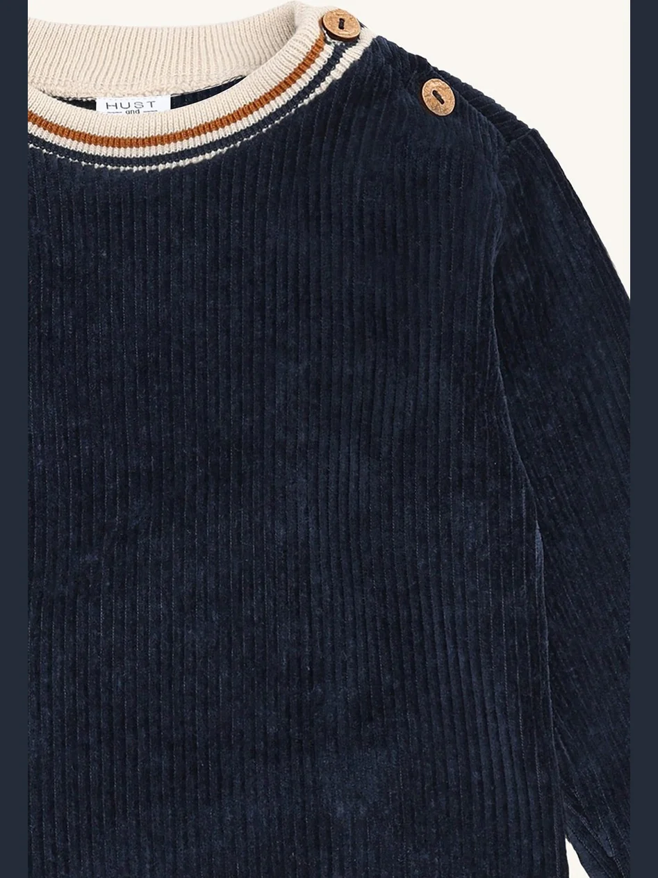 Sofus Ribbed velour genser - More navy - Image 3