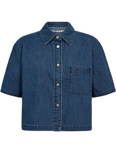Malika uta oversized skjorte - mid blue denim - Image 2