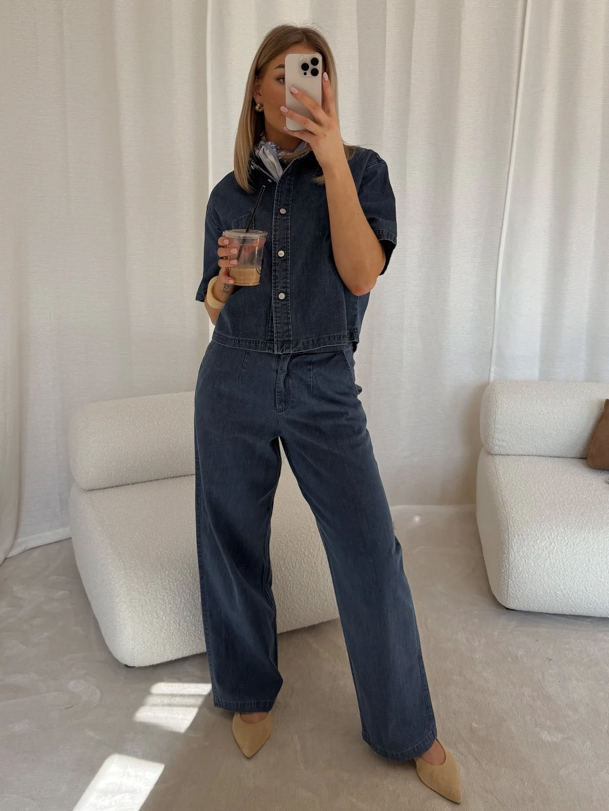 Malika uta oversized skjorte - mid blue denim - Image 4