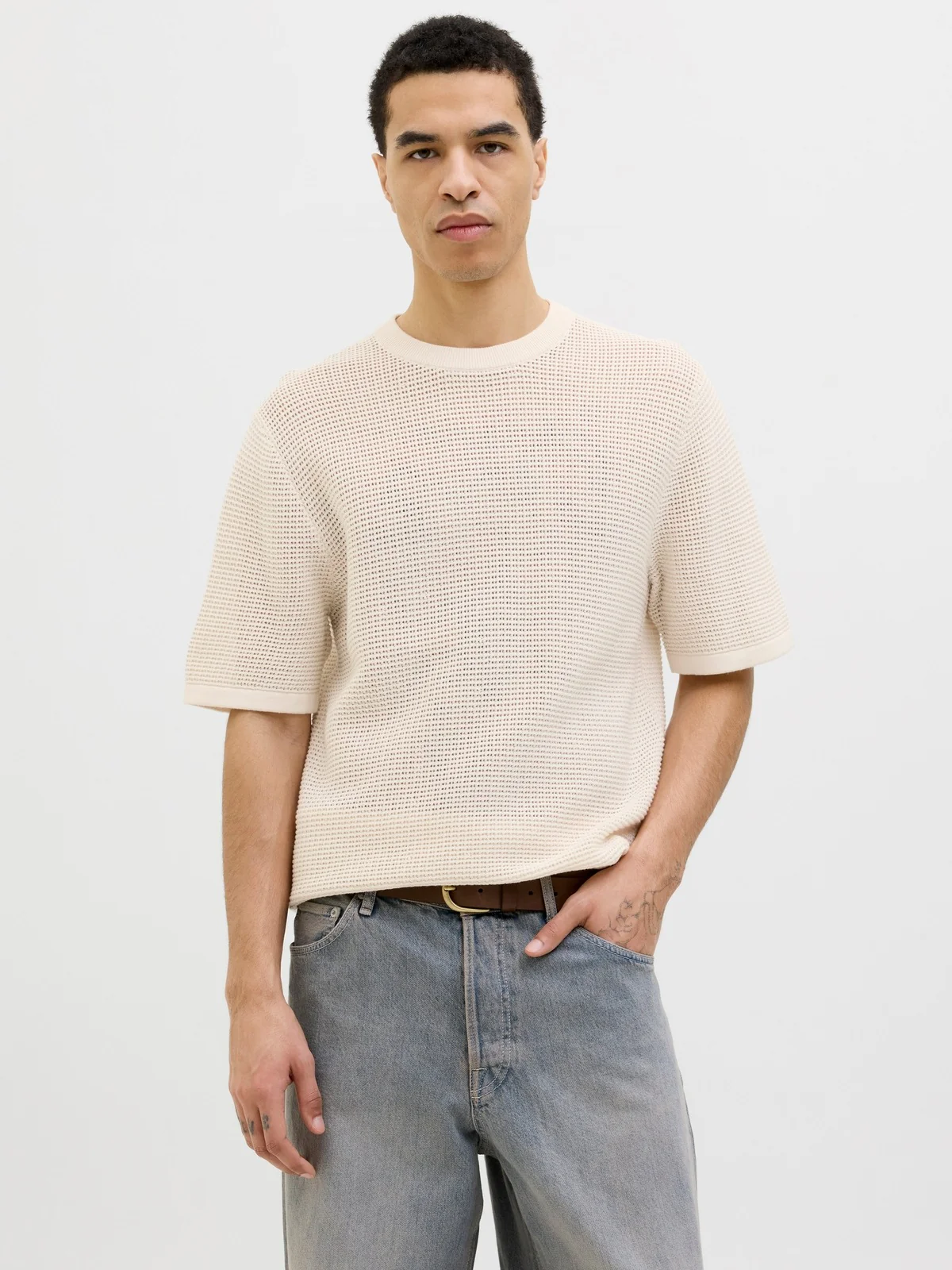 Almeria knit t-skjorte - sea salt - Image 3