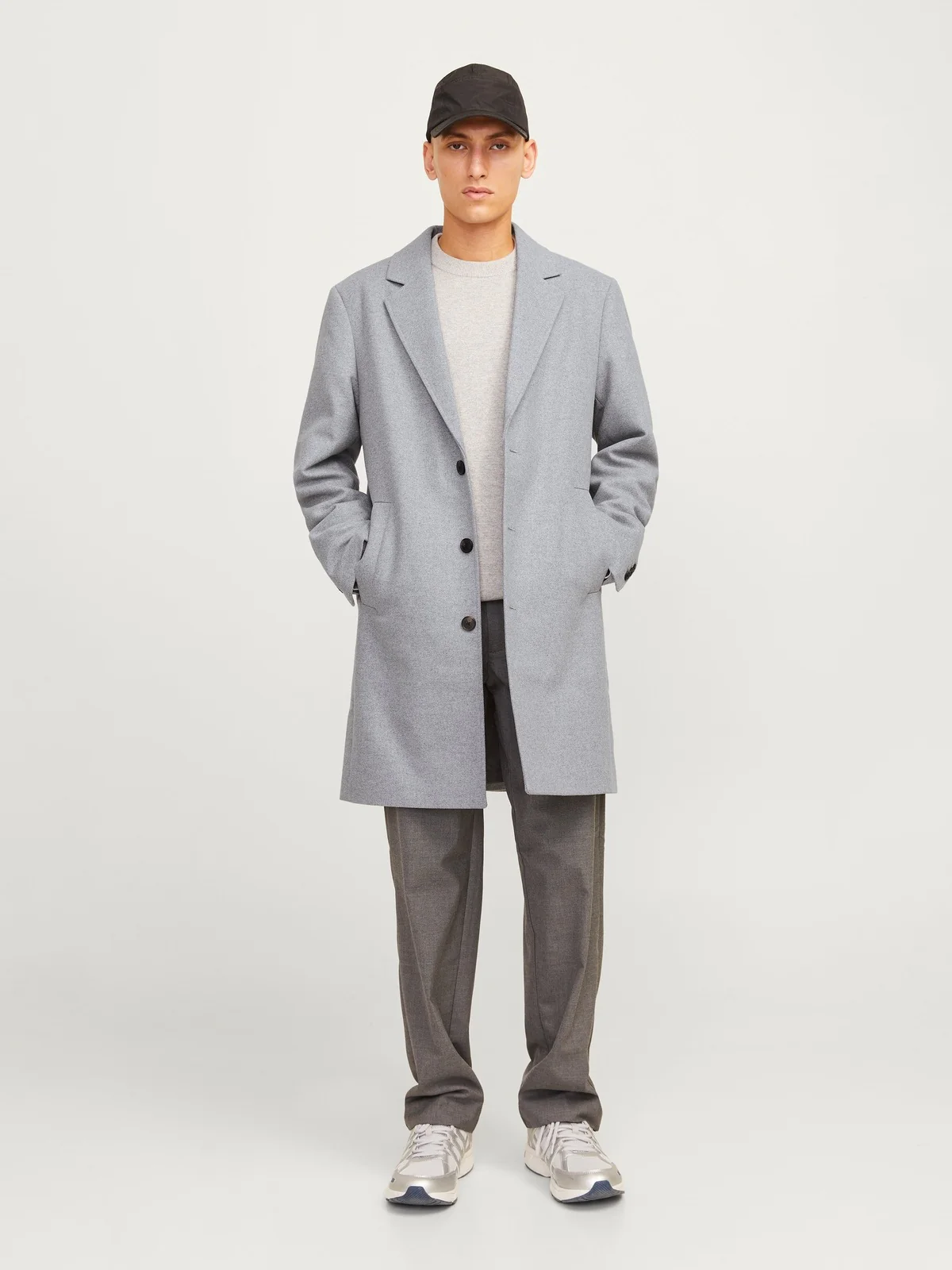Harrison ull blend frakk - light grey melange - Image 3
