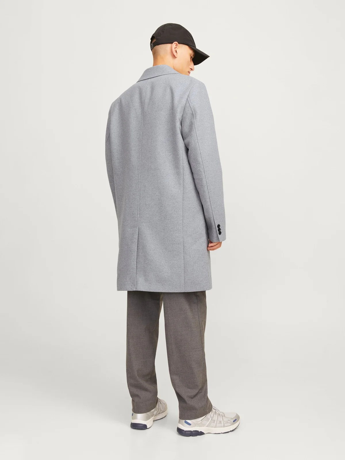 Harrison ull blend frakk - light grey melange - Image 4