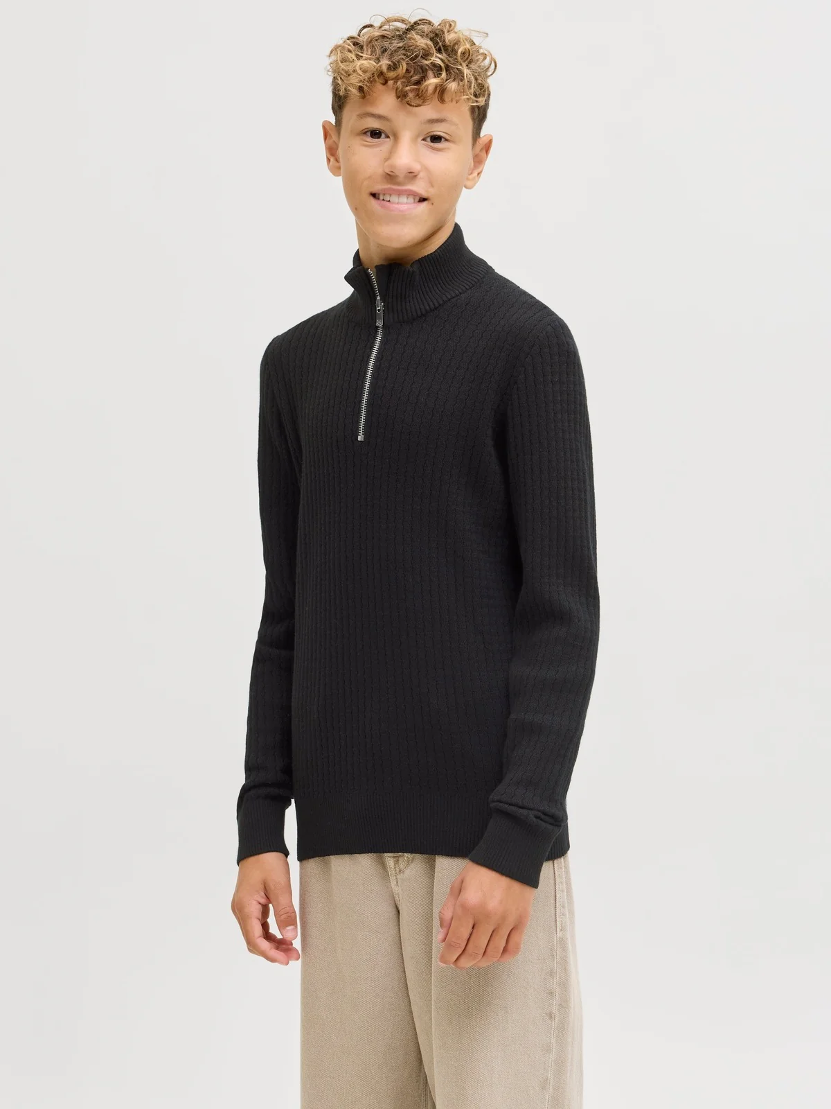 BLUBARKLEY KNIT HALF ZIP - Black