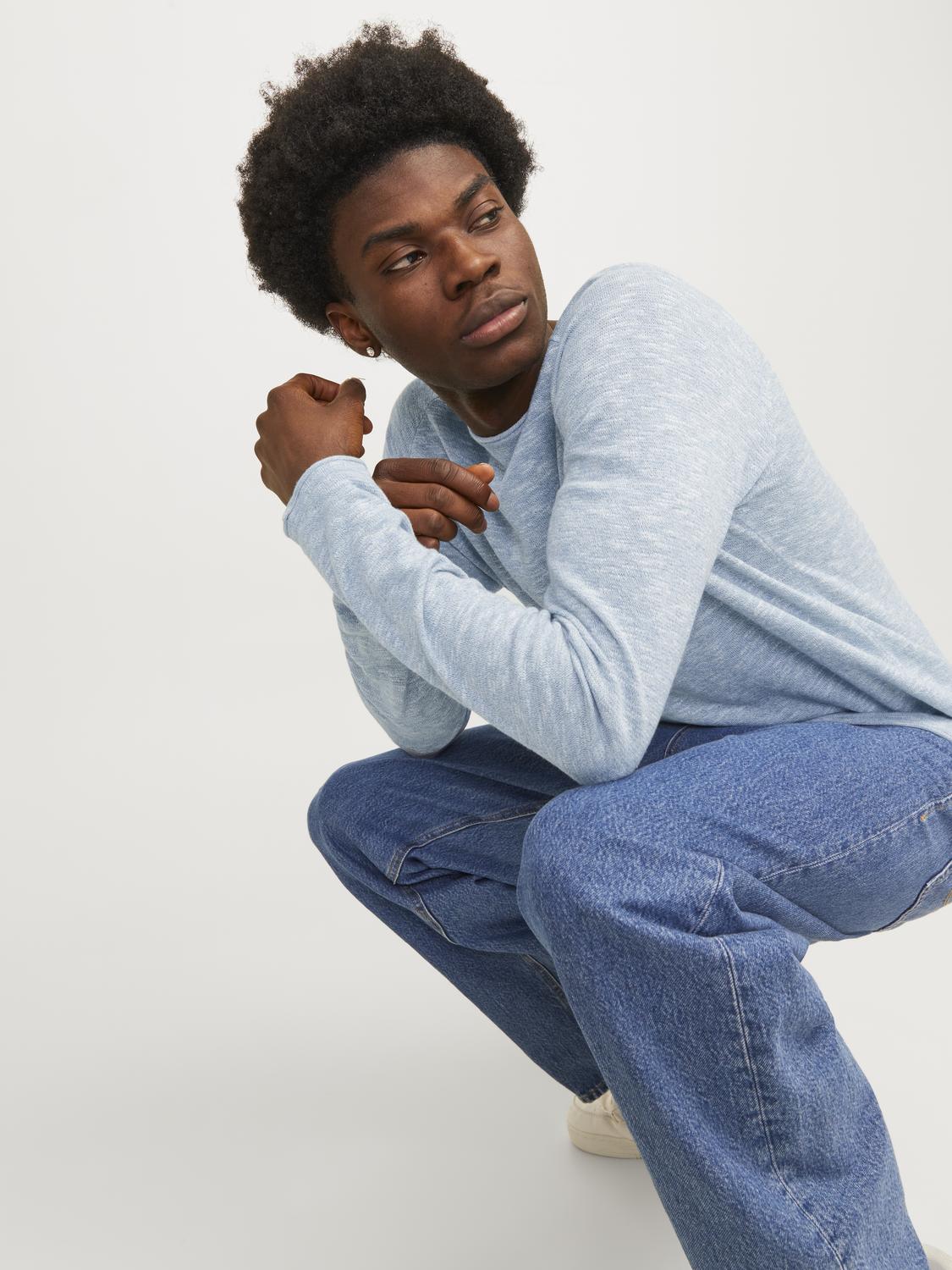 Linen knit genser - faded denim - Image 5
