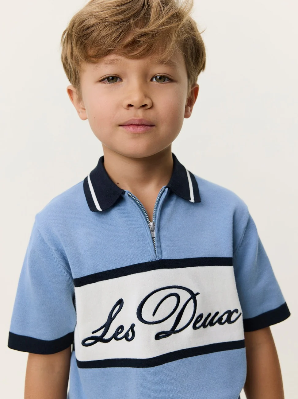 KNITTED ZIPPER POLO T-SKJORTE - SKYWAY BLUE - Image 3