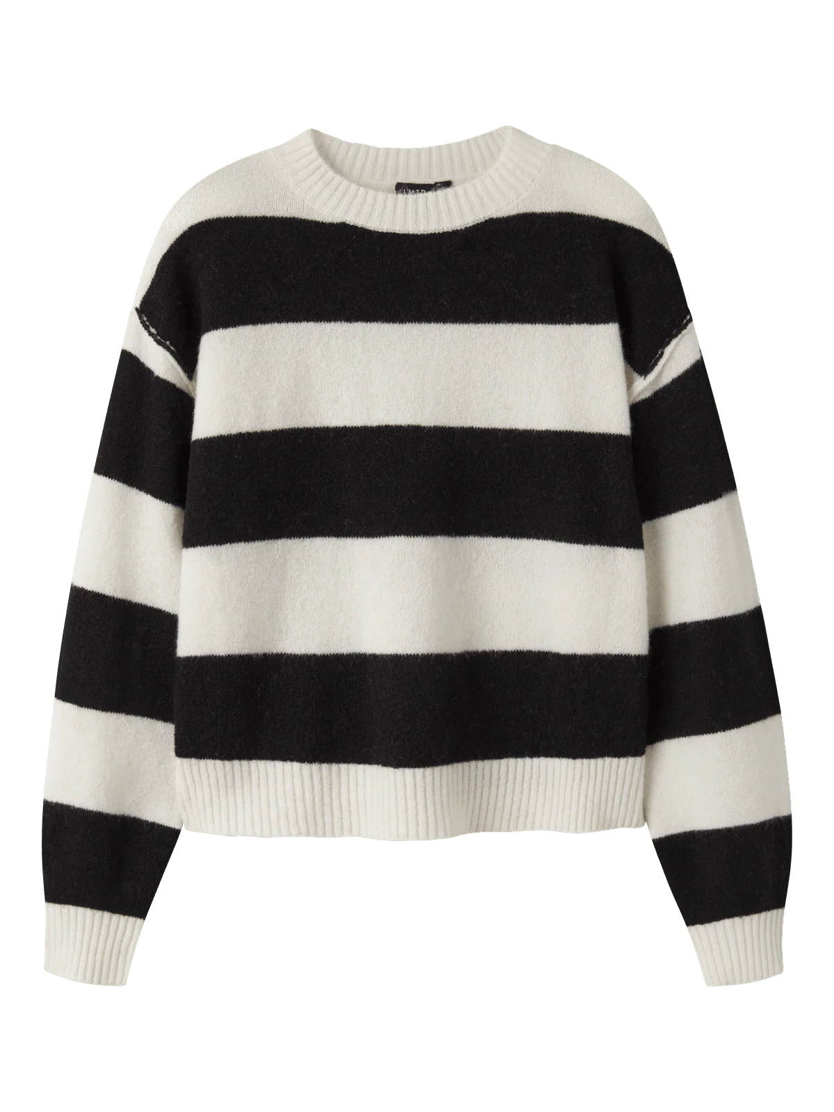 BYNTHE STRIPE KORT STRIKKET GENSER - Black