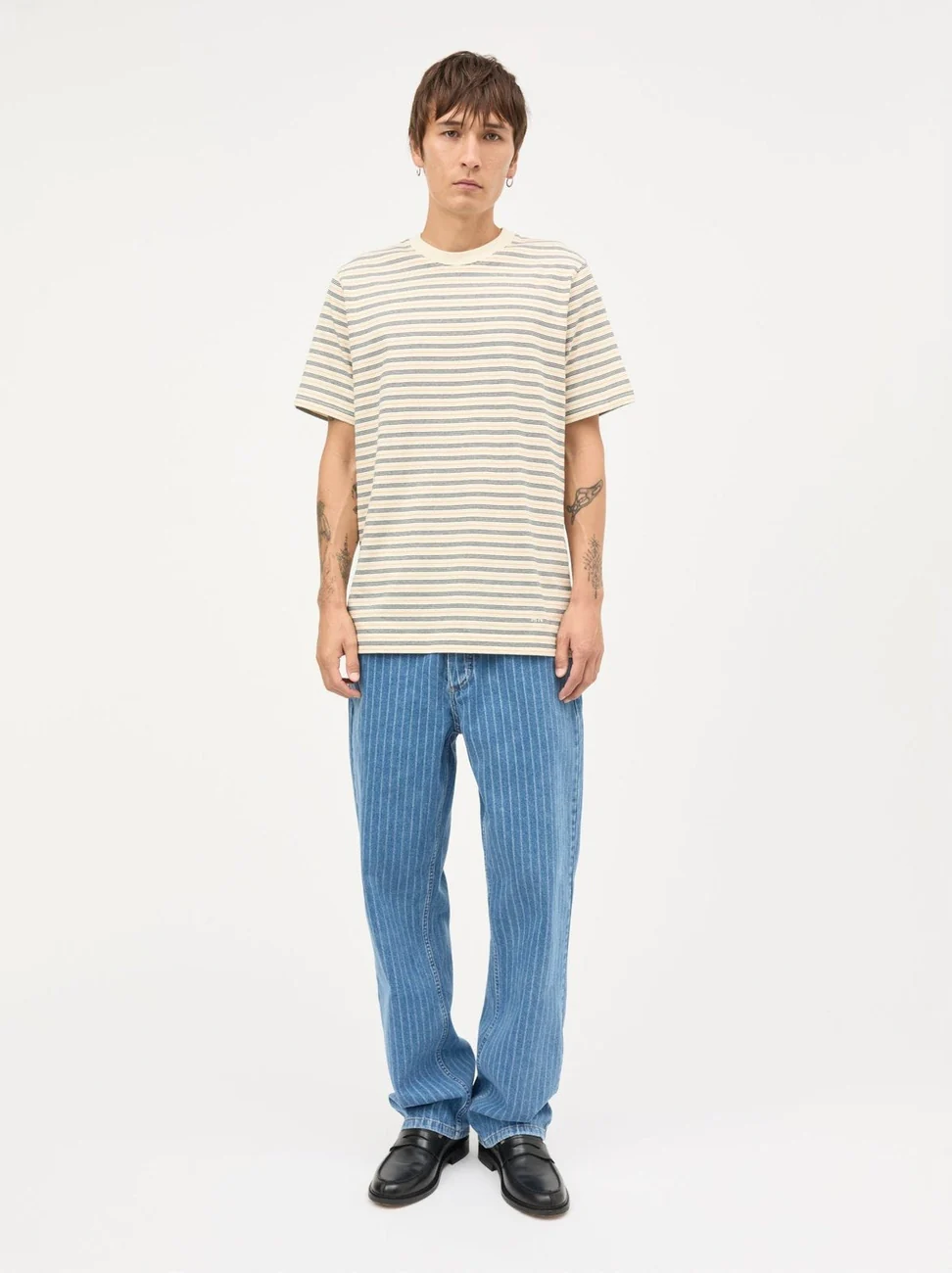 Cotton jersey stripe frode t-skjorte - vanilla ice/sky captain/zinnia - Image 2