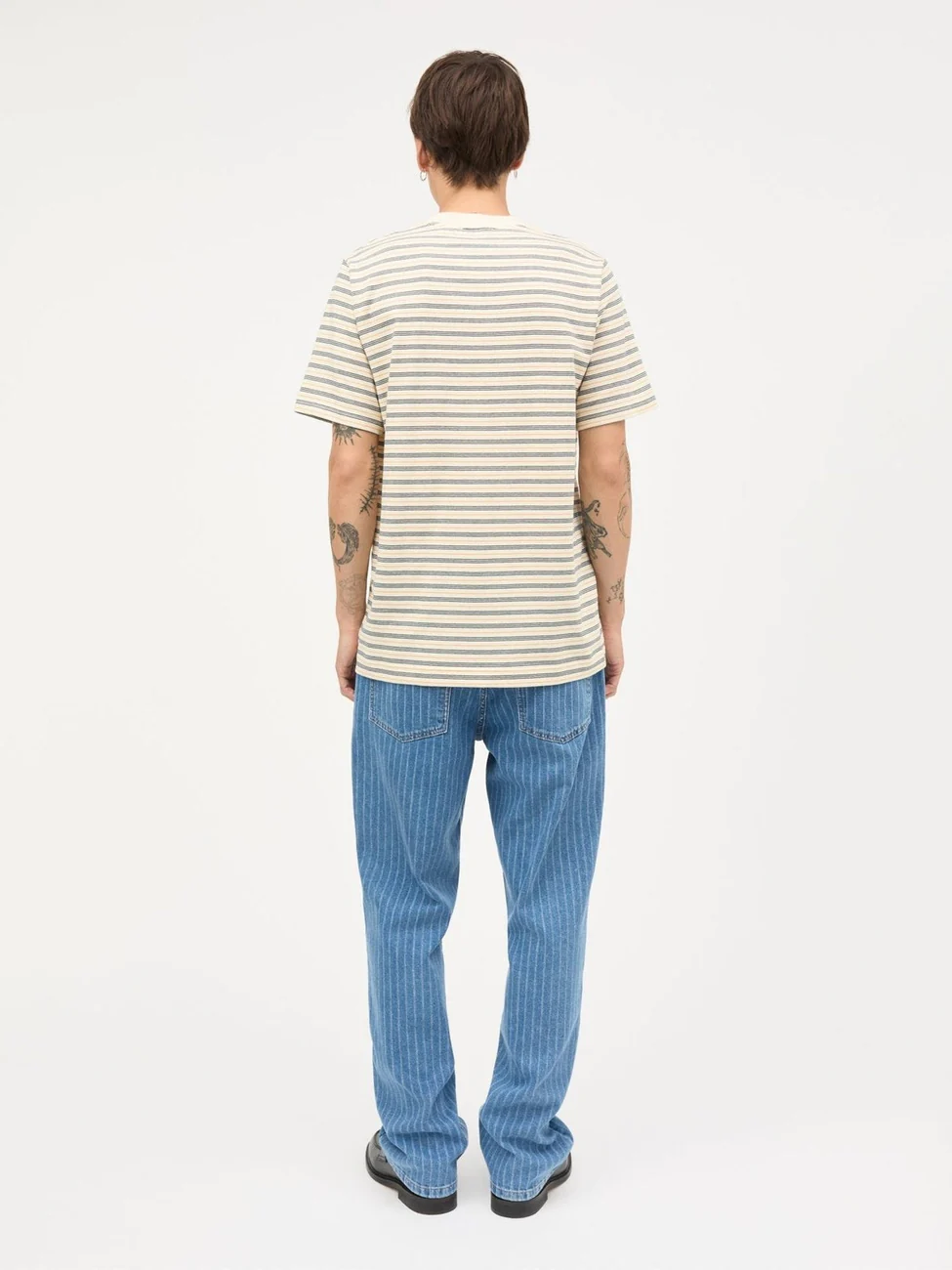 Cotton jersey stripe frode t-skjorte - vanilla ice/sky captain/zinnia - Image 3